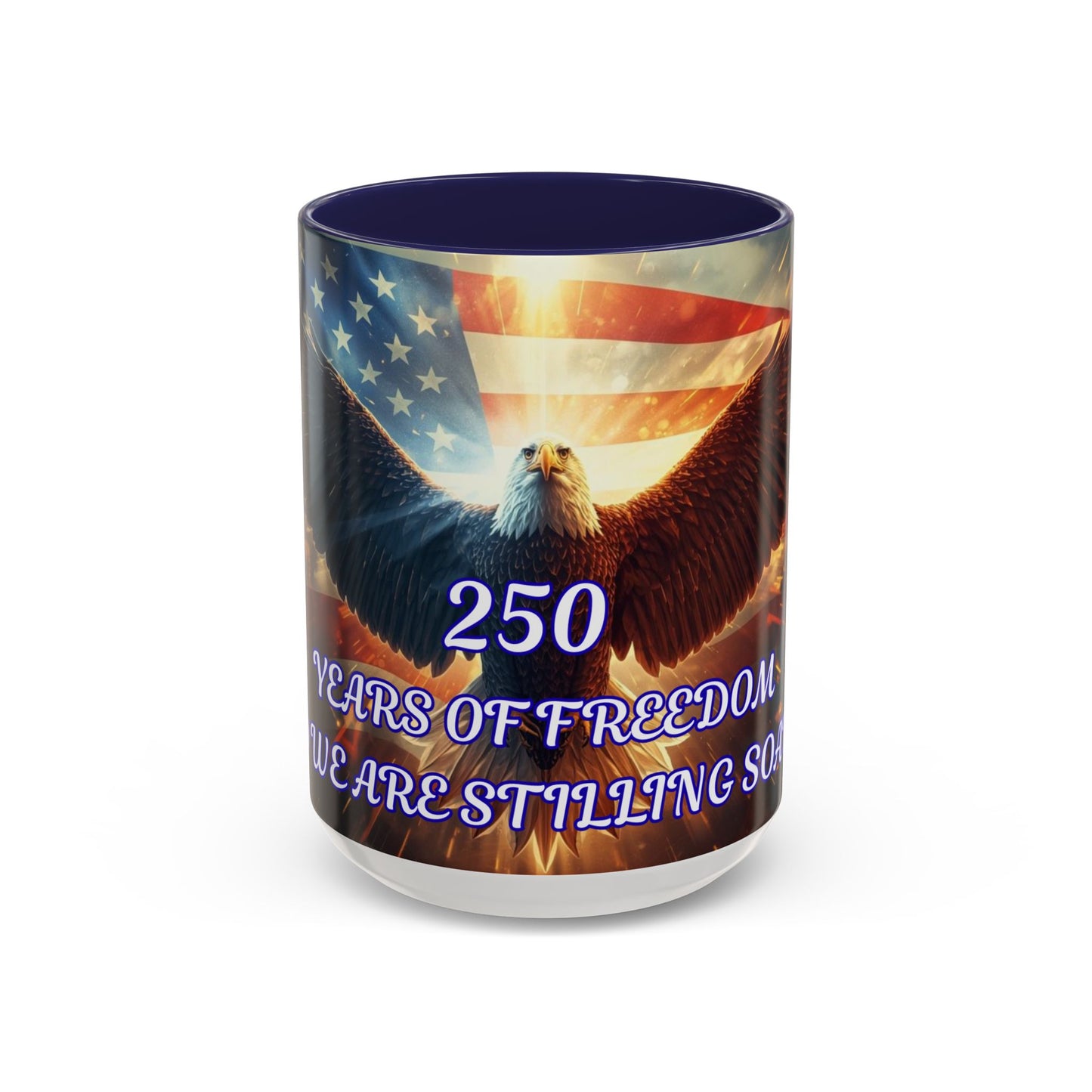 Patriotic Eagle Coffee Mug – "250 Years of Freedom" Accent 11/15oz
