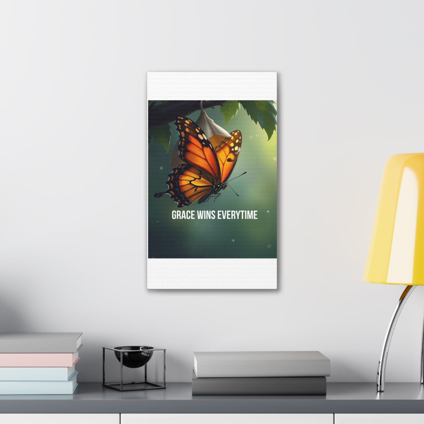 Canvas Print - 'Grace Wins Everytime' Monarch Butterfly Wall Art