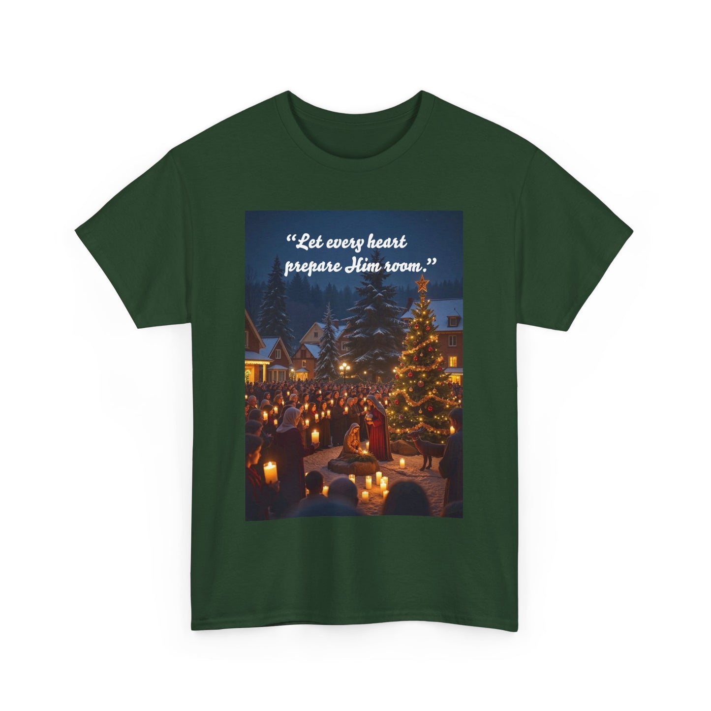 Christmas Spirit Heavy Cotton Tee, Holiday Shirt, Unisex Tee, Gift for Him/Her, Family Gathering Outfit, Religious Celebration Apparel