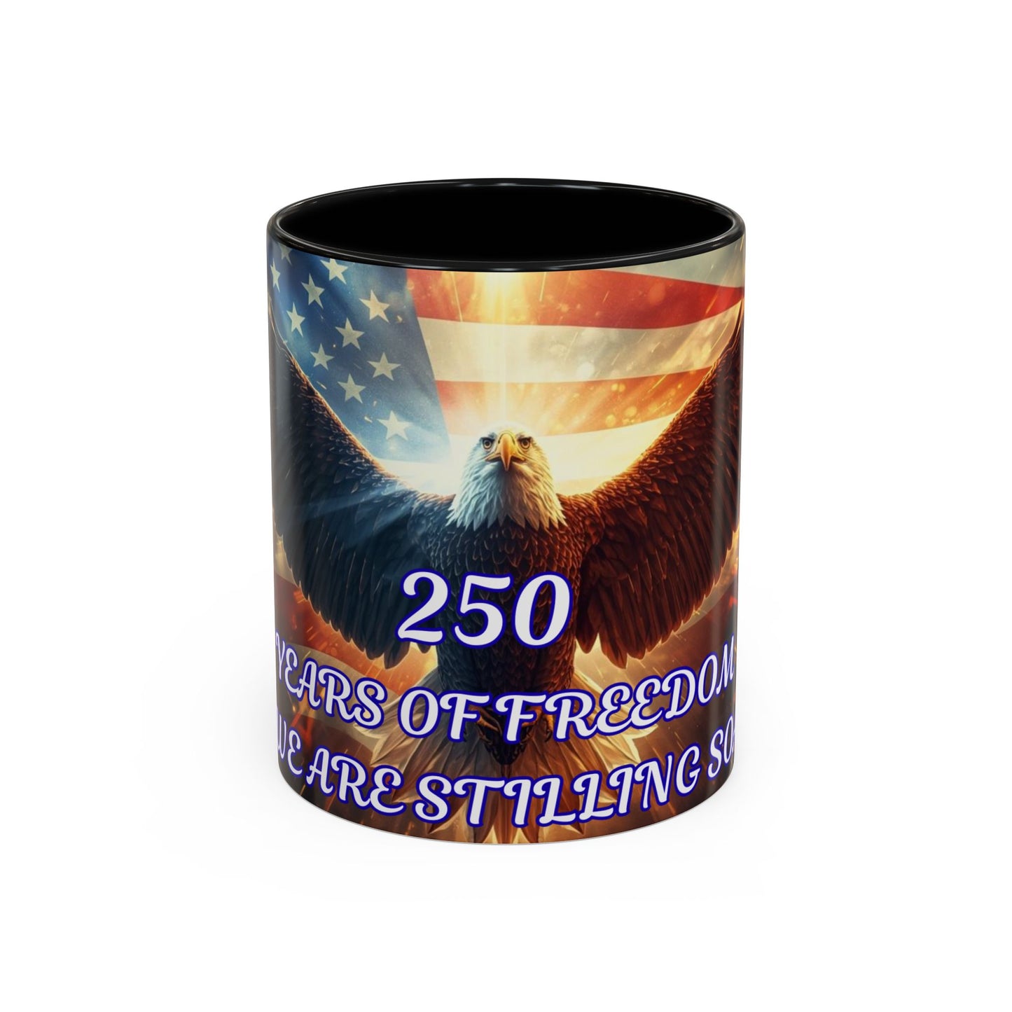 Patriotic Eagle Coffee Mug – "250 Years of Freedom" Accent 11/15oz