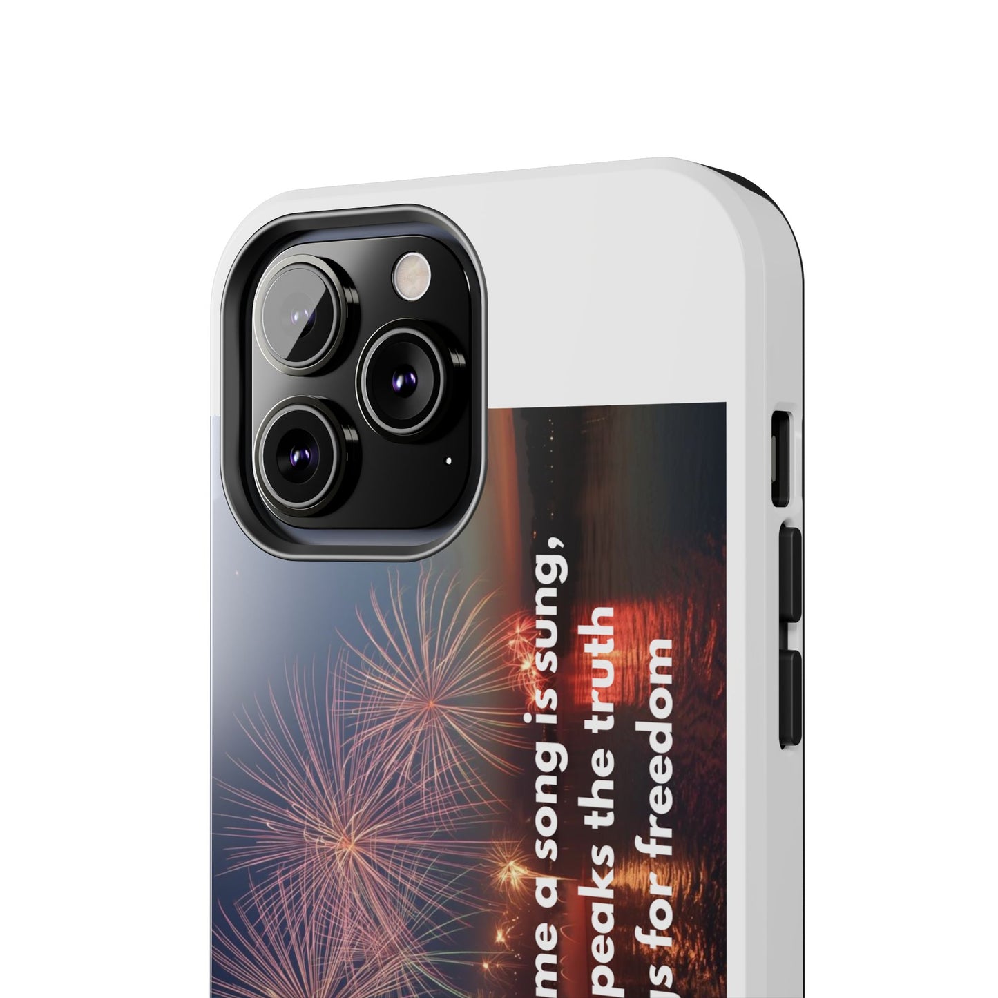 Patriotic Fireworks Tough Phone Case — "Freedom" Quote Protective Cover