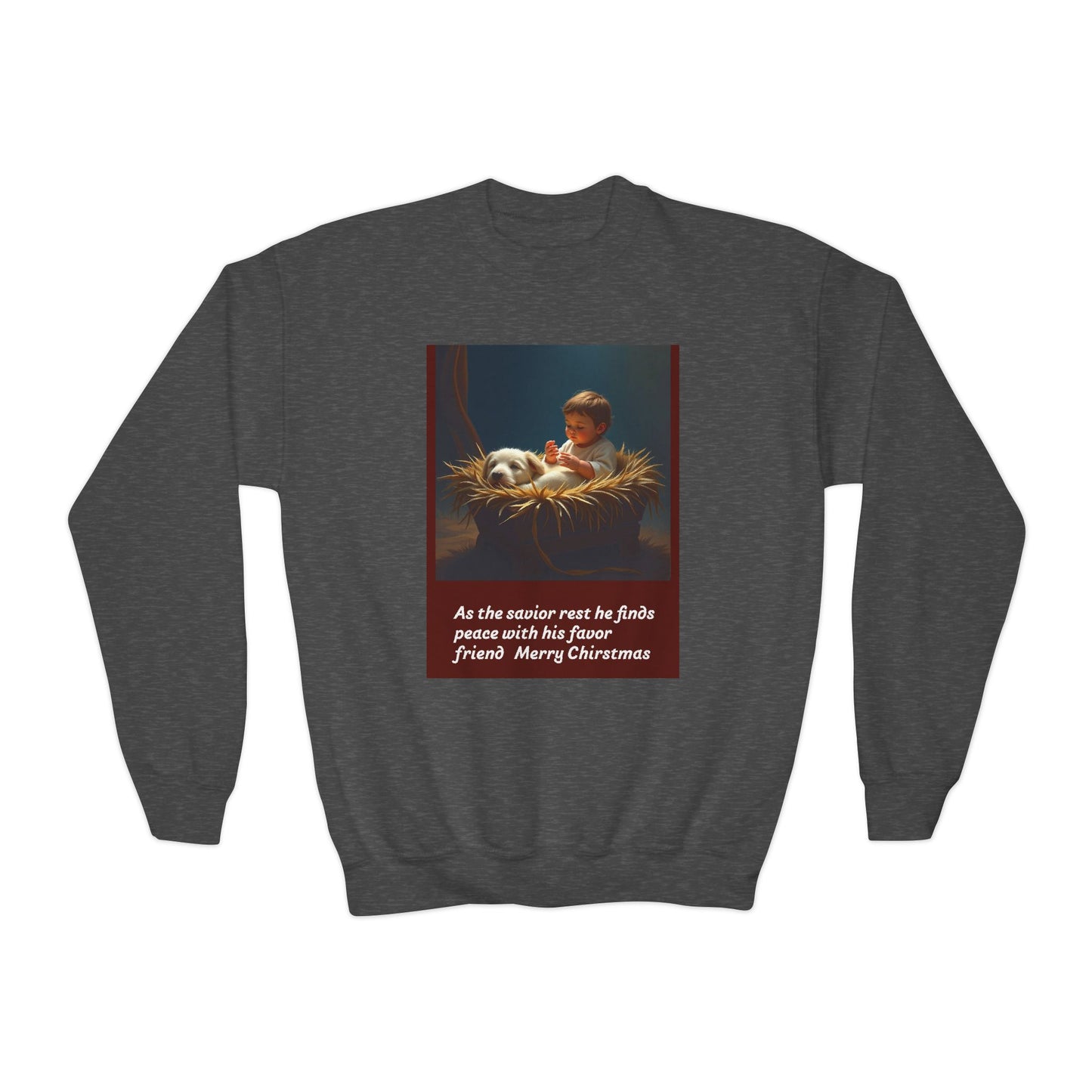 Youth Holiday Crewneck Sweatshirt, Festive Sweatshirt, Christmas Outfits for Kids, Religious Gift for Young Ones, Cozy Winter Apparel, [...]