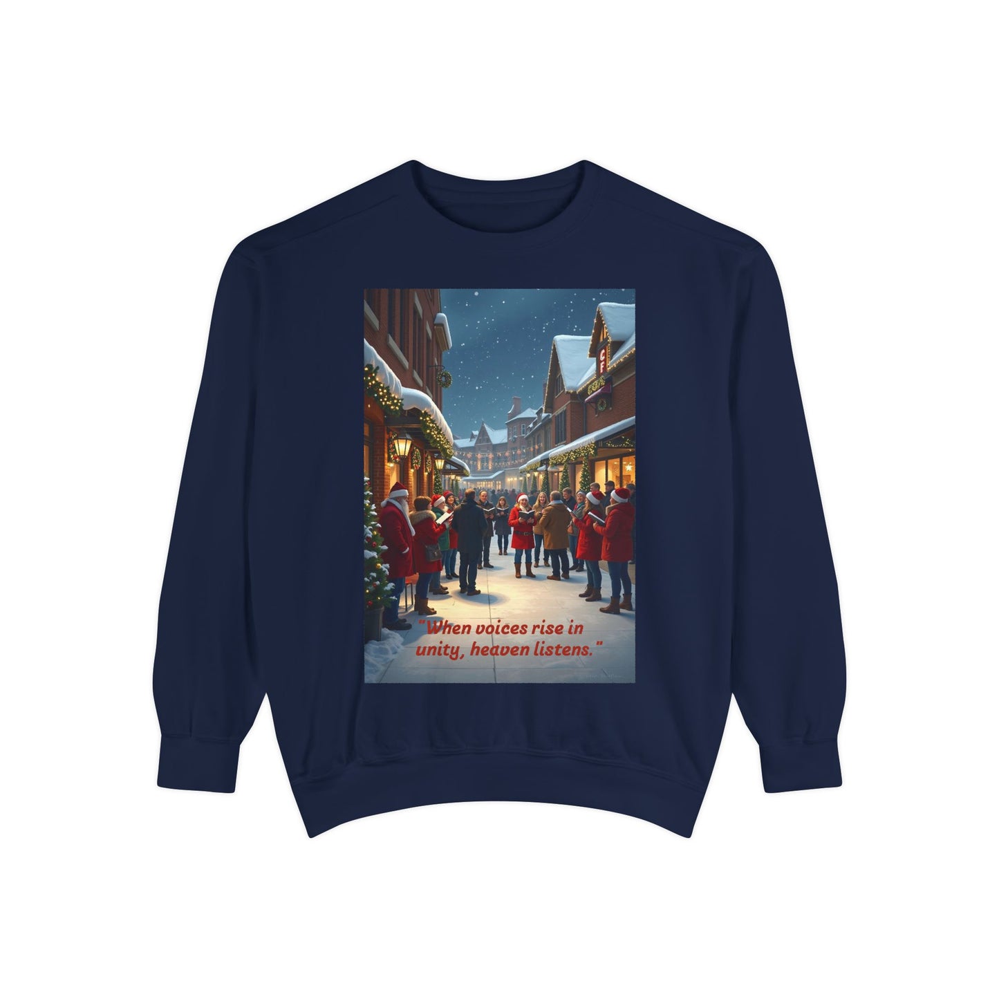 Cozy Holiday Sweatshirt with Vintage Street Scene, Christmas Gift, Unisex Apparel, Casual Wear, Year-Round Comfort