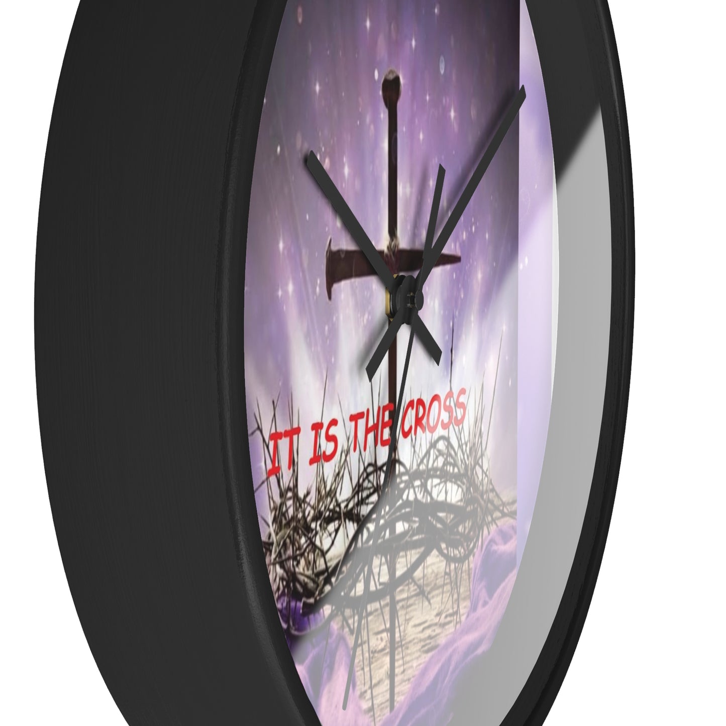 Christian Wall Clock — 'It Is The Cross' Inspirational Cross & Crown of Thorns Design