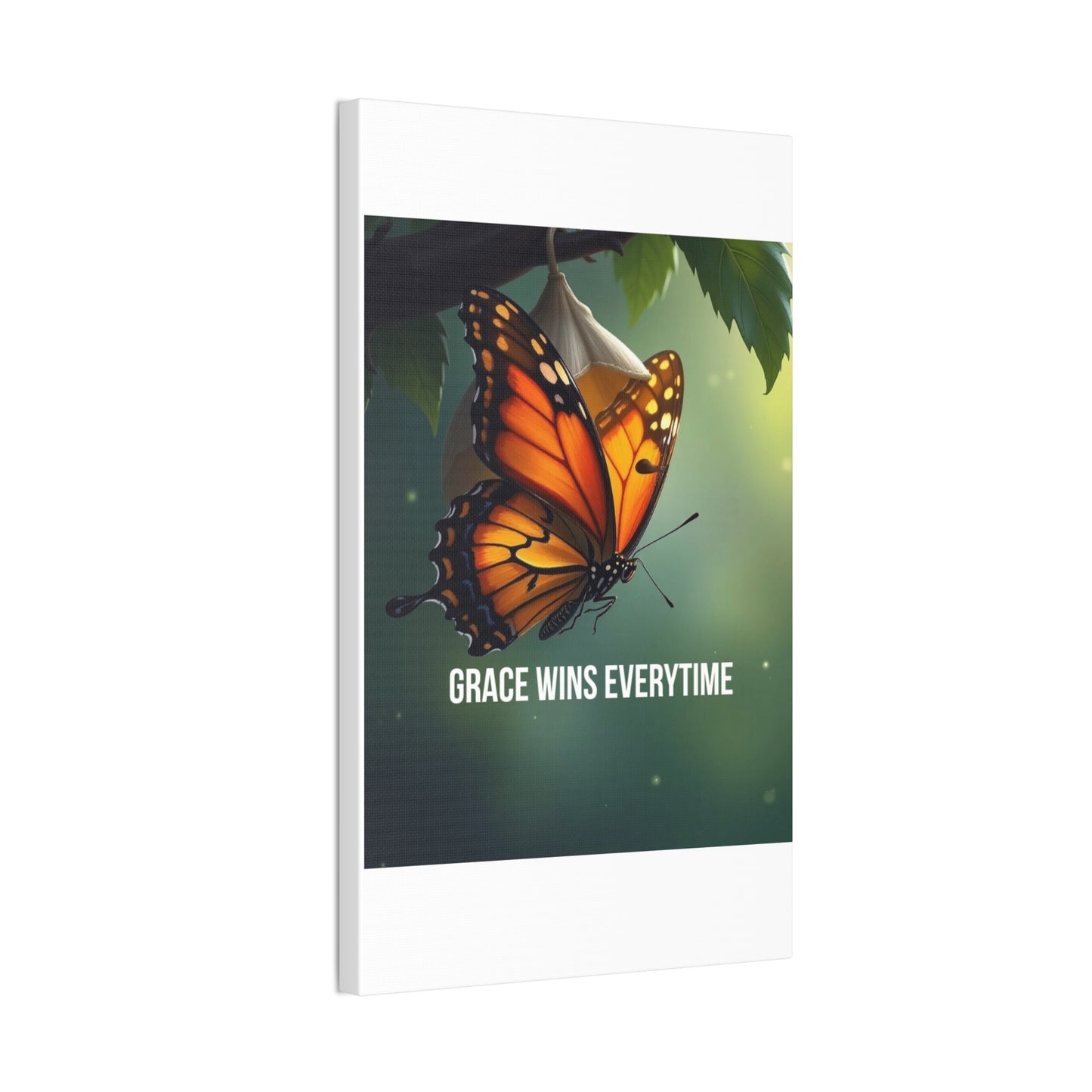Canvas Print - 'Grace Wins Everytime' Monarch Butterfly Wall Art