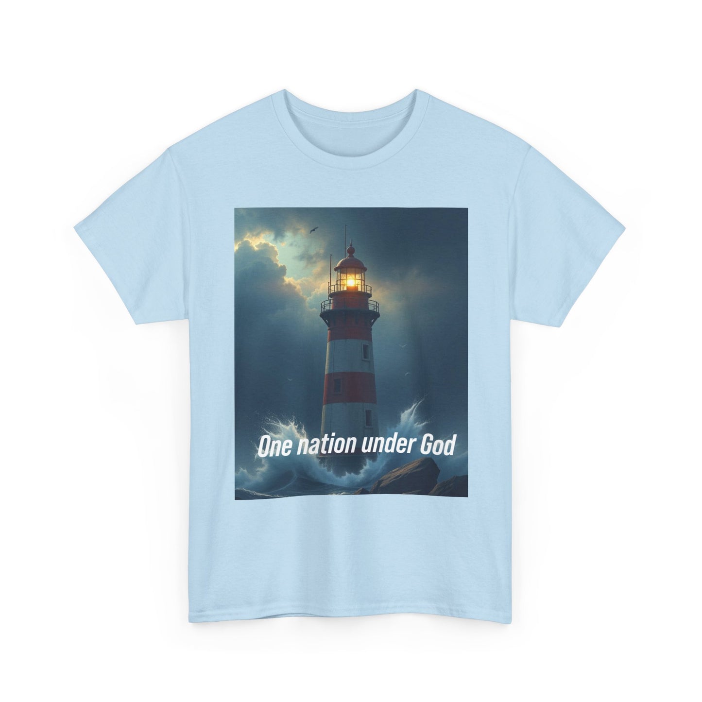 Lighthouse 'One Nation Under God' Tee — Patriotic Faith Graphic T-Shirt