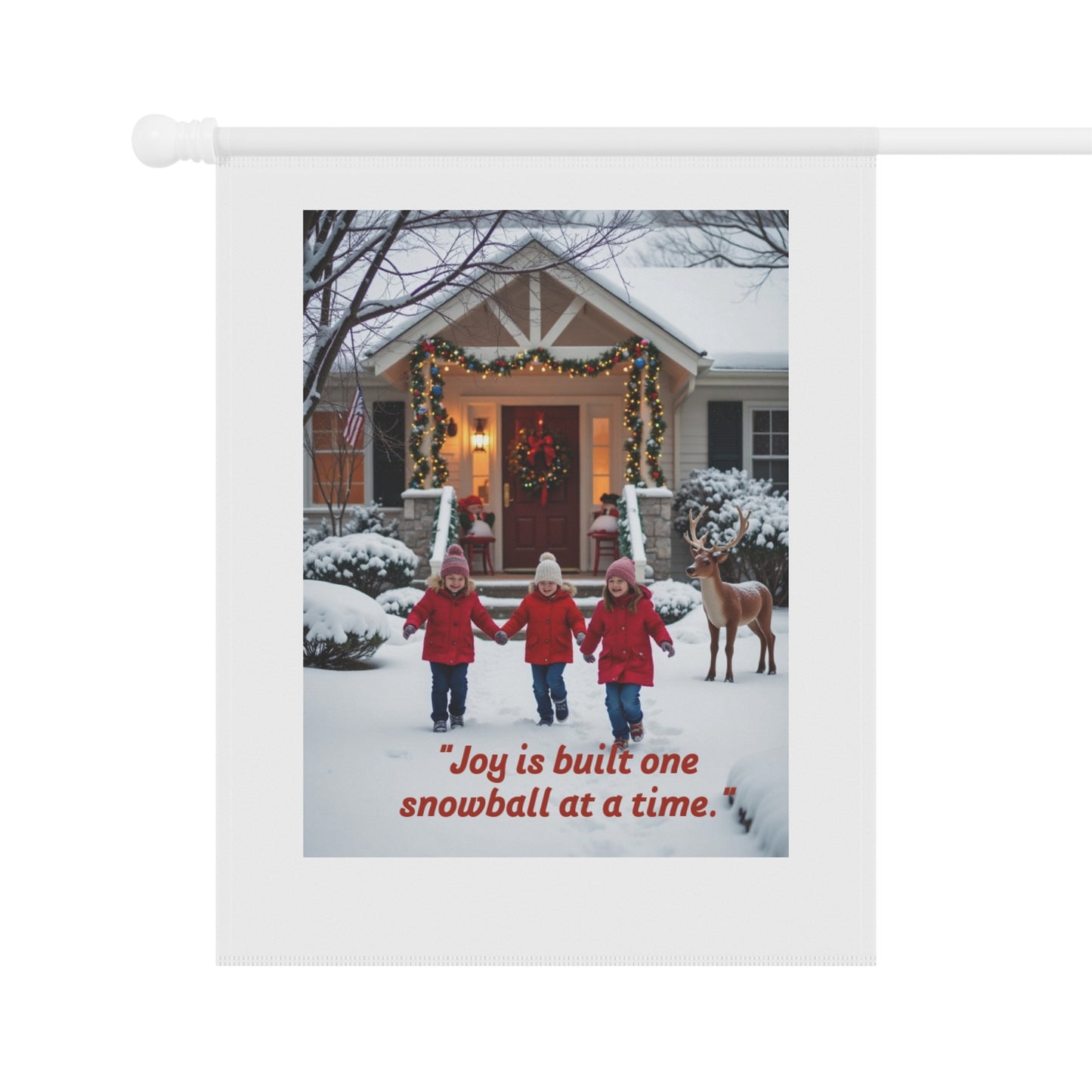 Winter Home Garden Banner, Snowman Greeting, 201