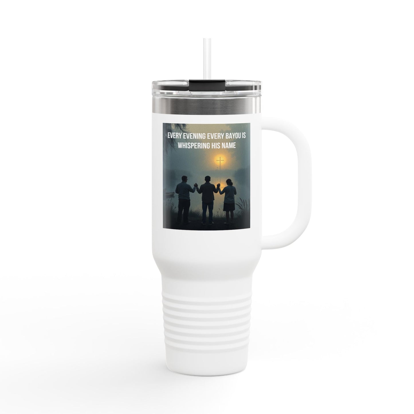 40oz Insulated Travel Mug — "Every Evening, Every Bayou" Family Silhouette Design