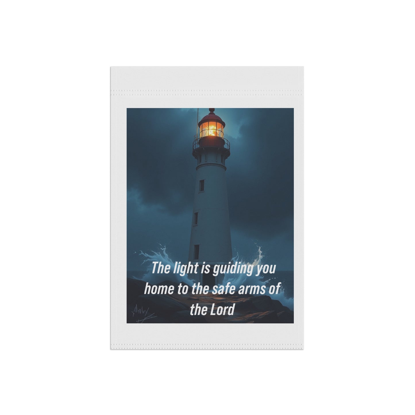 Lighthouse Garden Flag - "The light is guiding you home to the safe arms of the Lord" Inspirational Yard Banner