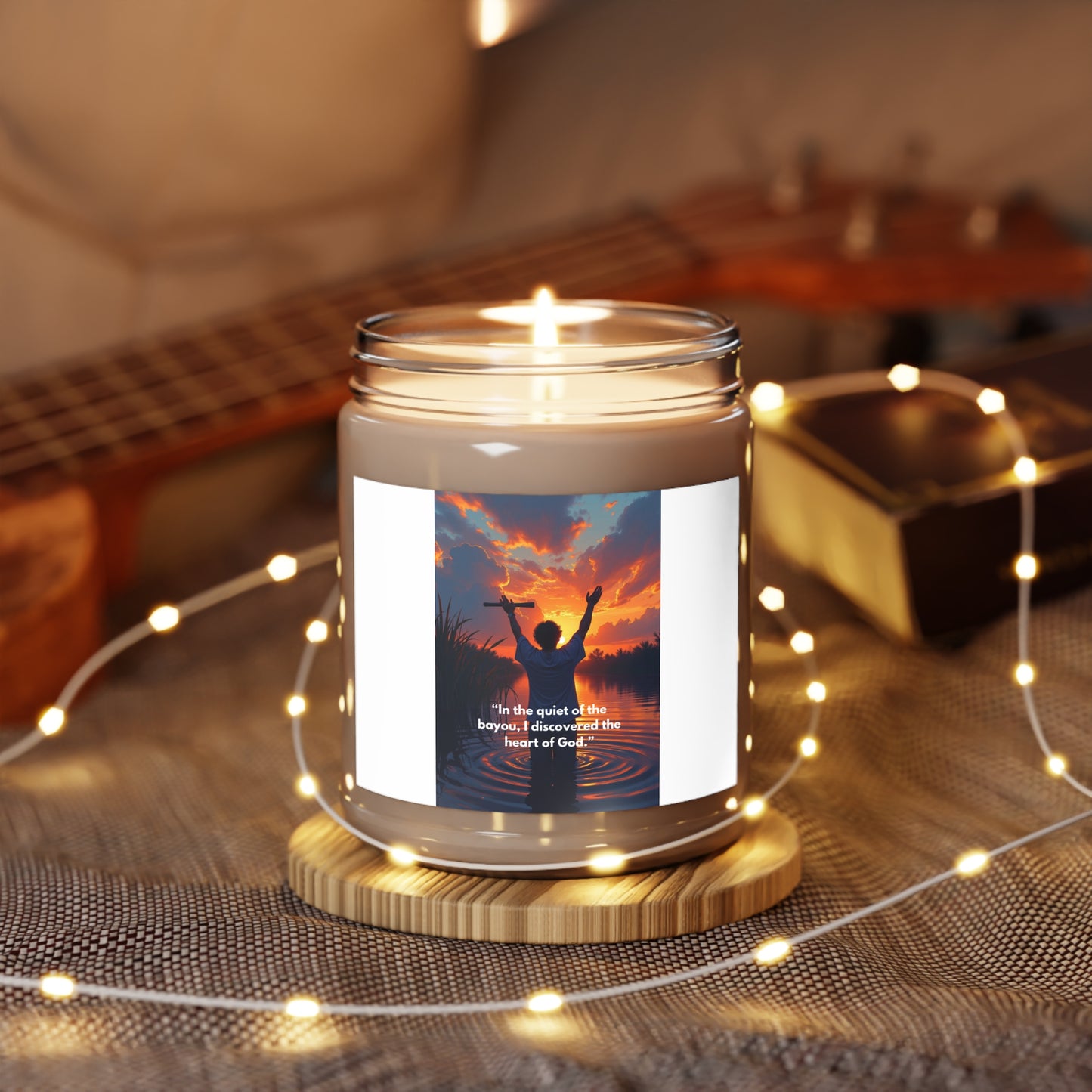 Inspirational Prayer Soy Candle — “In the quiet of the bayou, I discovered the heart of God” 9oz