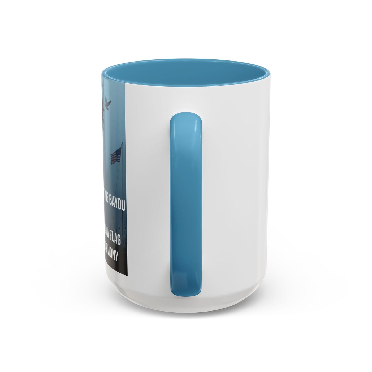 Bayou Cross & Flag Coffee Mug — Inspirational Southern Scene with Peaceful Verse (11/15 oz)