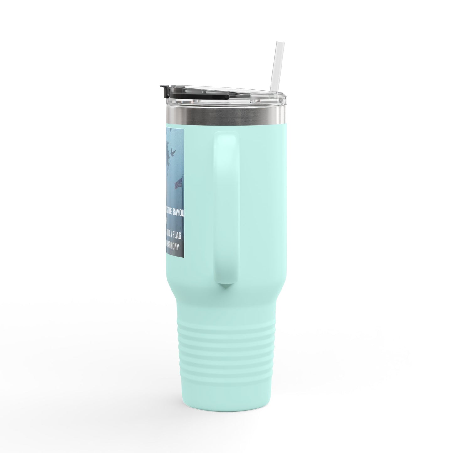 40oz Insulated Travel Mug — Scenic Sunset Peace Quote Design