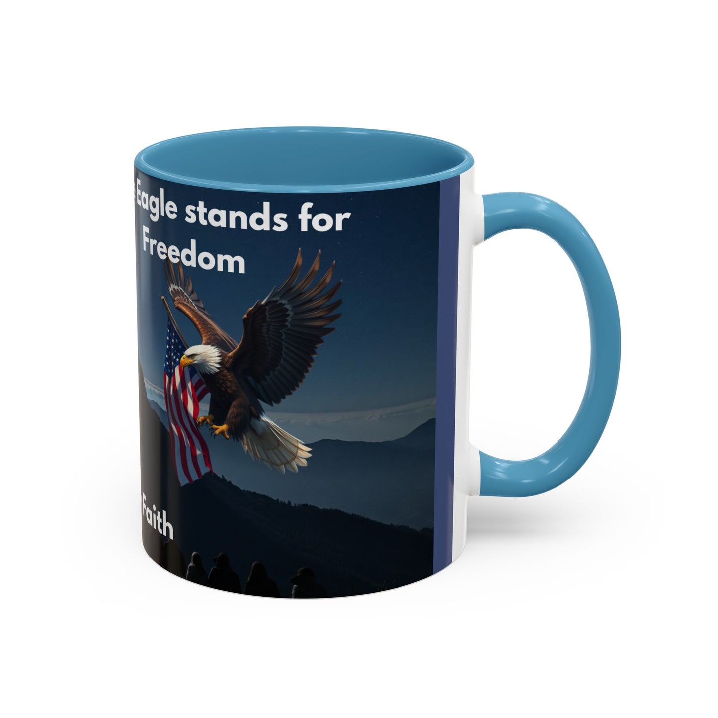 Patriotic Faith Coffee Mug — 'The Eagle Stands for Freedom' 11/15oz Accent Mug