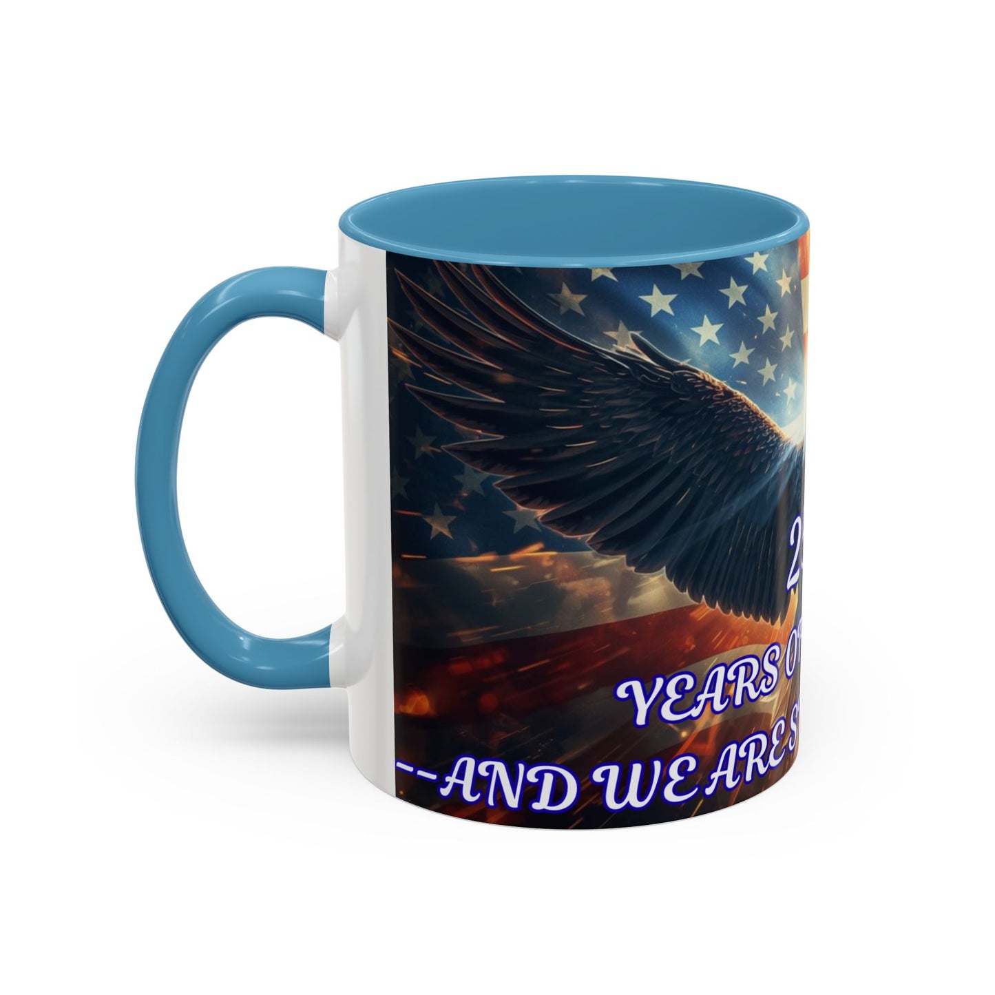 Patriotic Eagle Coffee Mug – "250 Years of Freedom" Accent 11/15oz