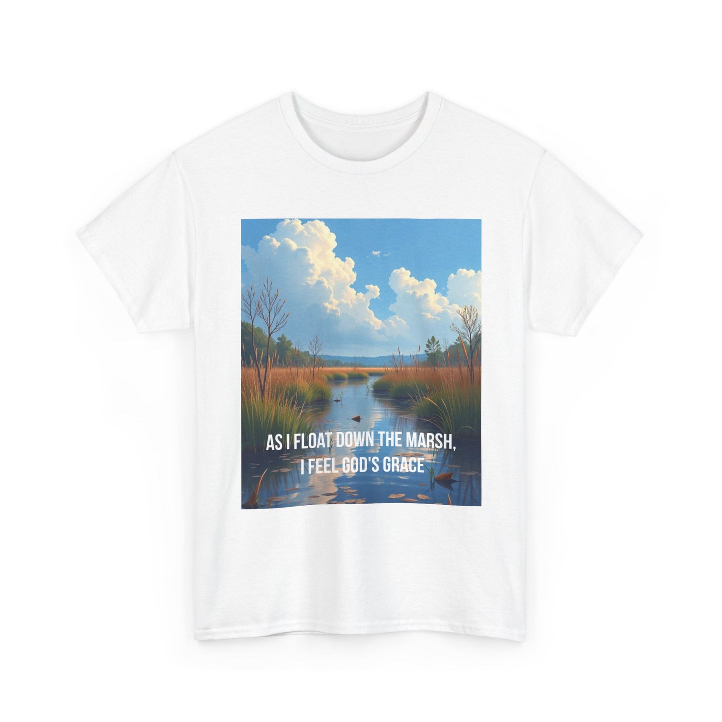 Marsh Landscape Tee — "As I Float Down the Marsh, I Feel God’s Grace"