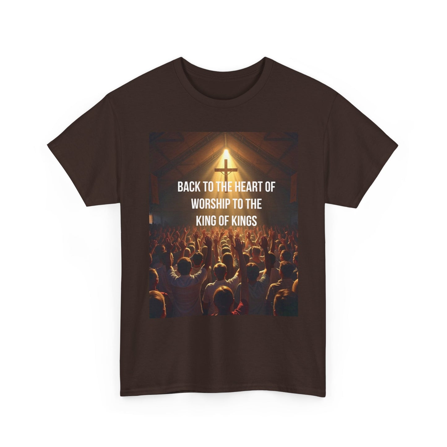 Worship Concert Tee — "Back to the Heart of Worship to the King of Kings" Christian T-Shirt