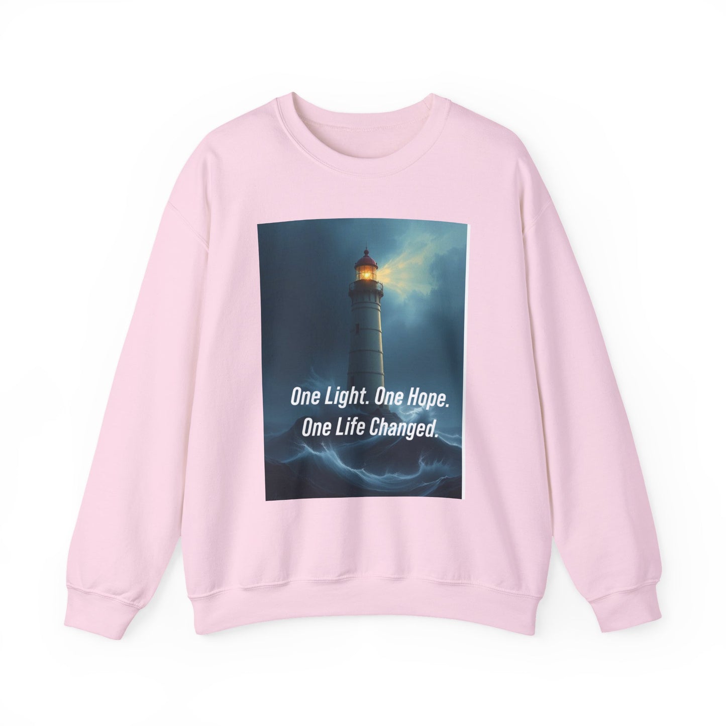 Lighthouse Hope Crewneck Sweatshirt — "One Light. One Hope. One Life Changed."