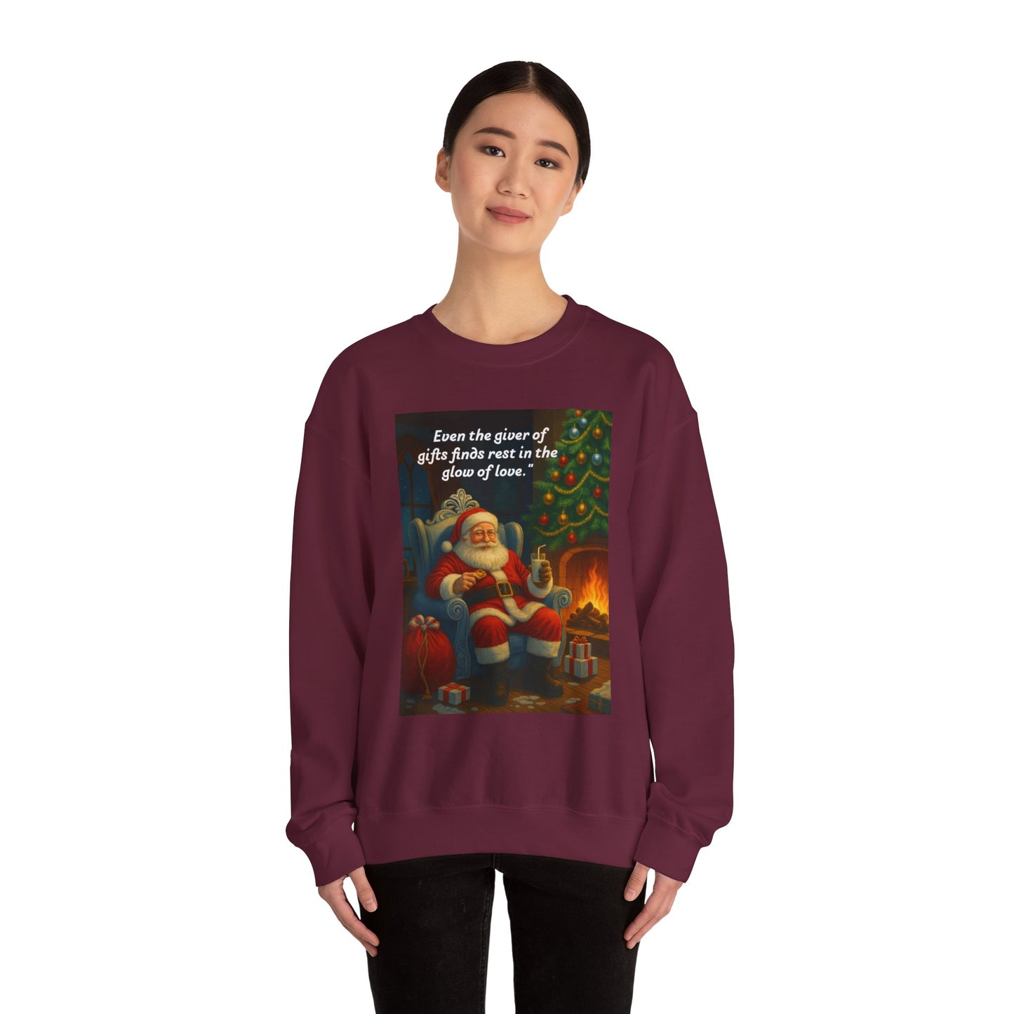 Cozy Holiday Crewneck Sweatshirt with Santa Design, Christmas Gift Sweatshirt, Winter Apparel, Festive Sweatshirt, Holiday Fashion