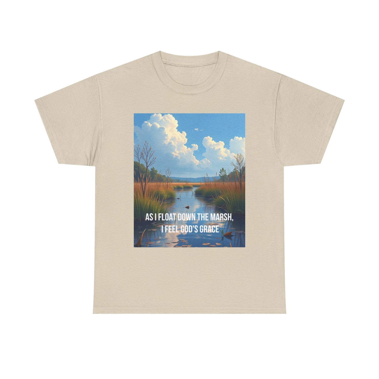 Marsh Landscape Tee — "As I Float Down the Marsh, I Feel God’s Grace"