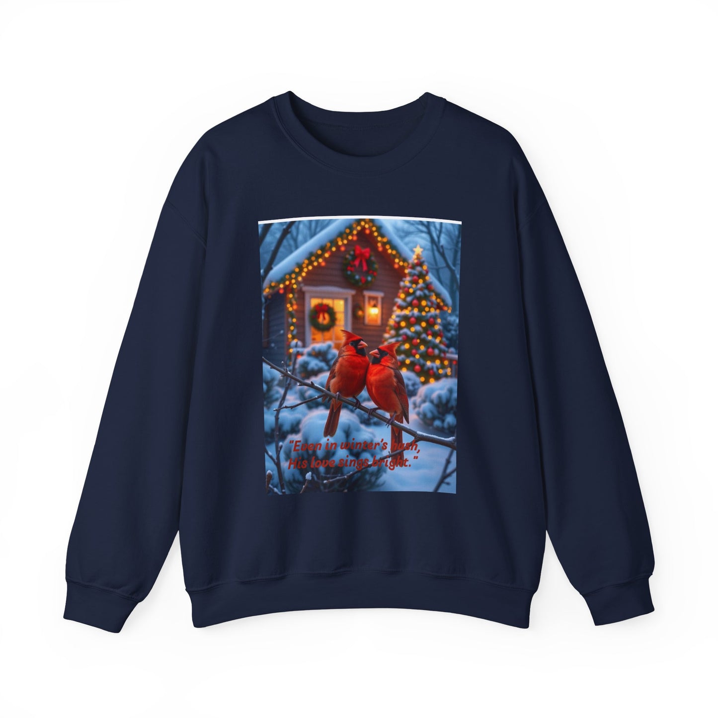 Cozy Holiday Sweatshirt with Cardinal Design, Christmas Gift, Winter Layering, Unisex Crewneck, Seasonal Apparel