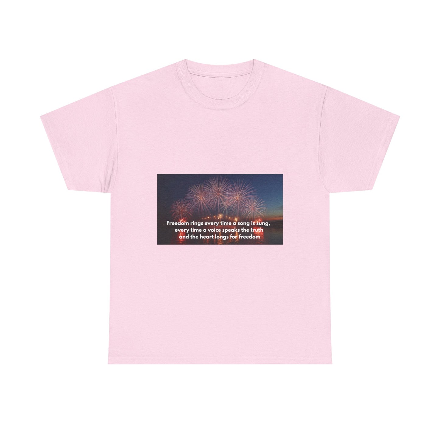 T-Shirt — Patriotic Fireworks Tee with 'Freedom Rings' Quote