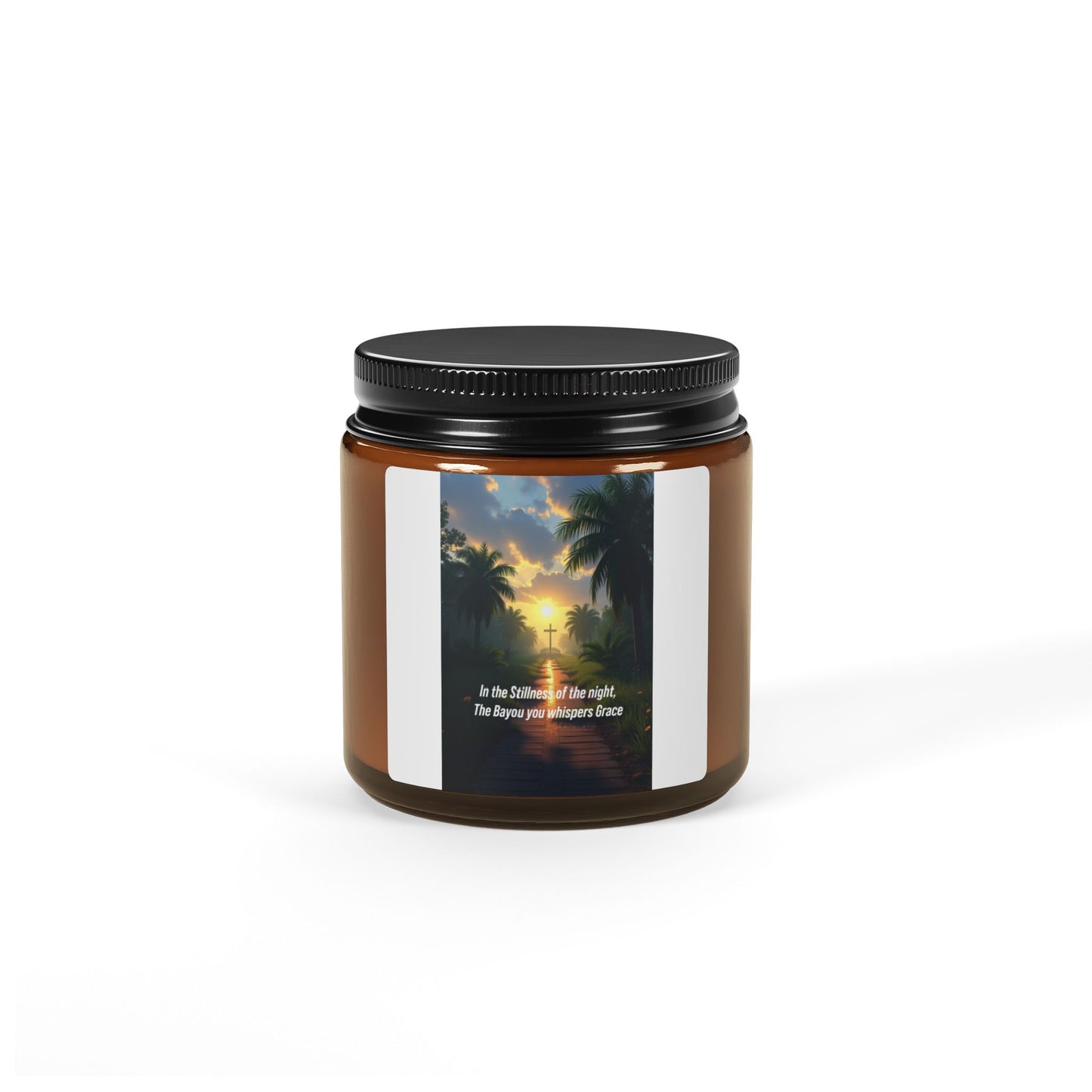 Tropical Sunset Soy Candle — Amber Jar Scented Candle with Uplifting Quote