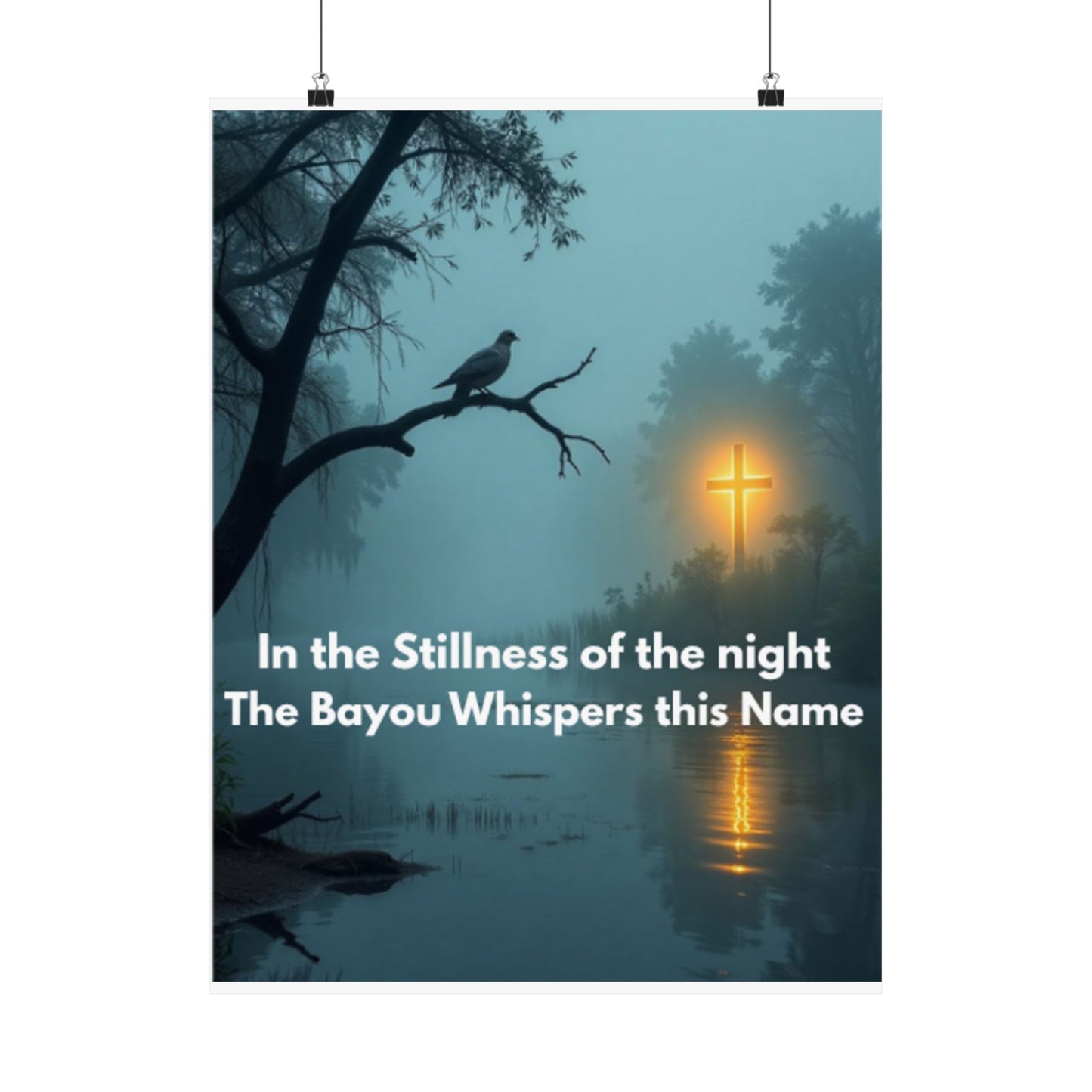 Satin Poster – "In the Stillness of the Night" Bayou Cross Wall Art