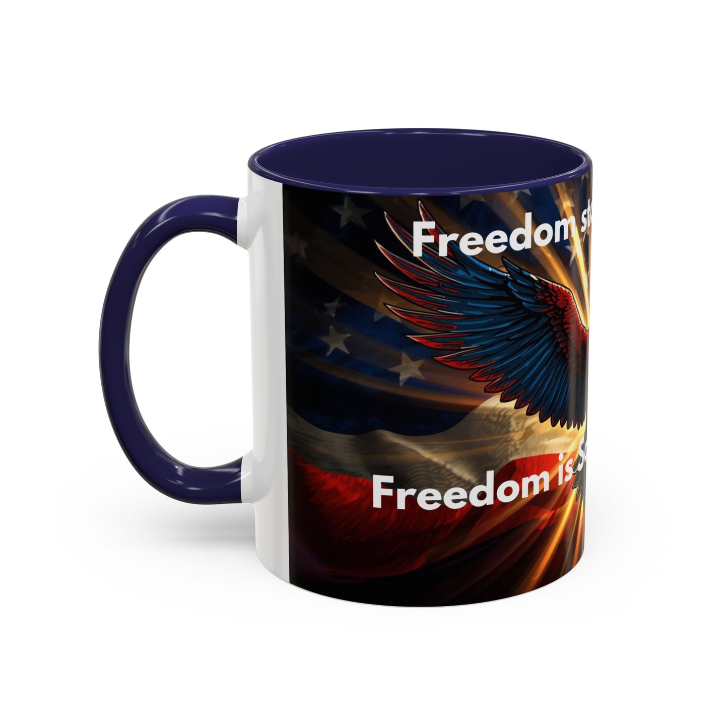 Patriotic Eagle Coffee Mug — "Freedom Stands Strong" Accent 11/15oz