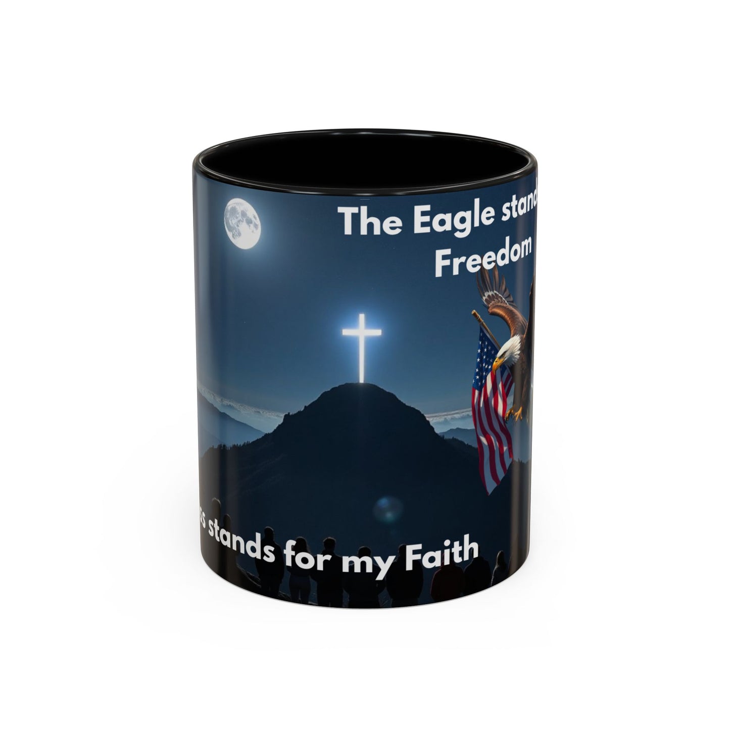 Patriotic Faith Coffee Mug — 'The Eagle Stands for Freedom' 11/15oz Accent Mug