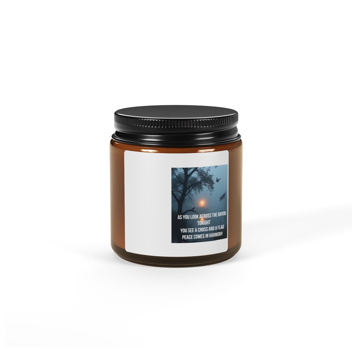 Soy Candle Amber Jar — Serenity Scent with Inspirational Quote