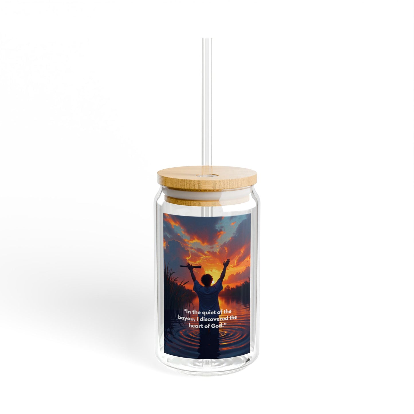 Inspirational Sunset Prayer Sipper Glass – 16oz Tumbler with Straw