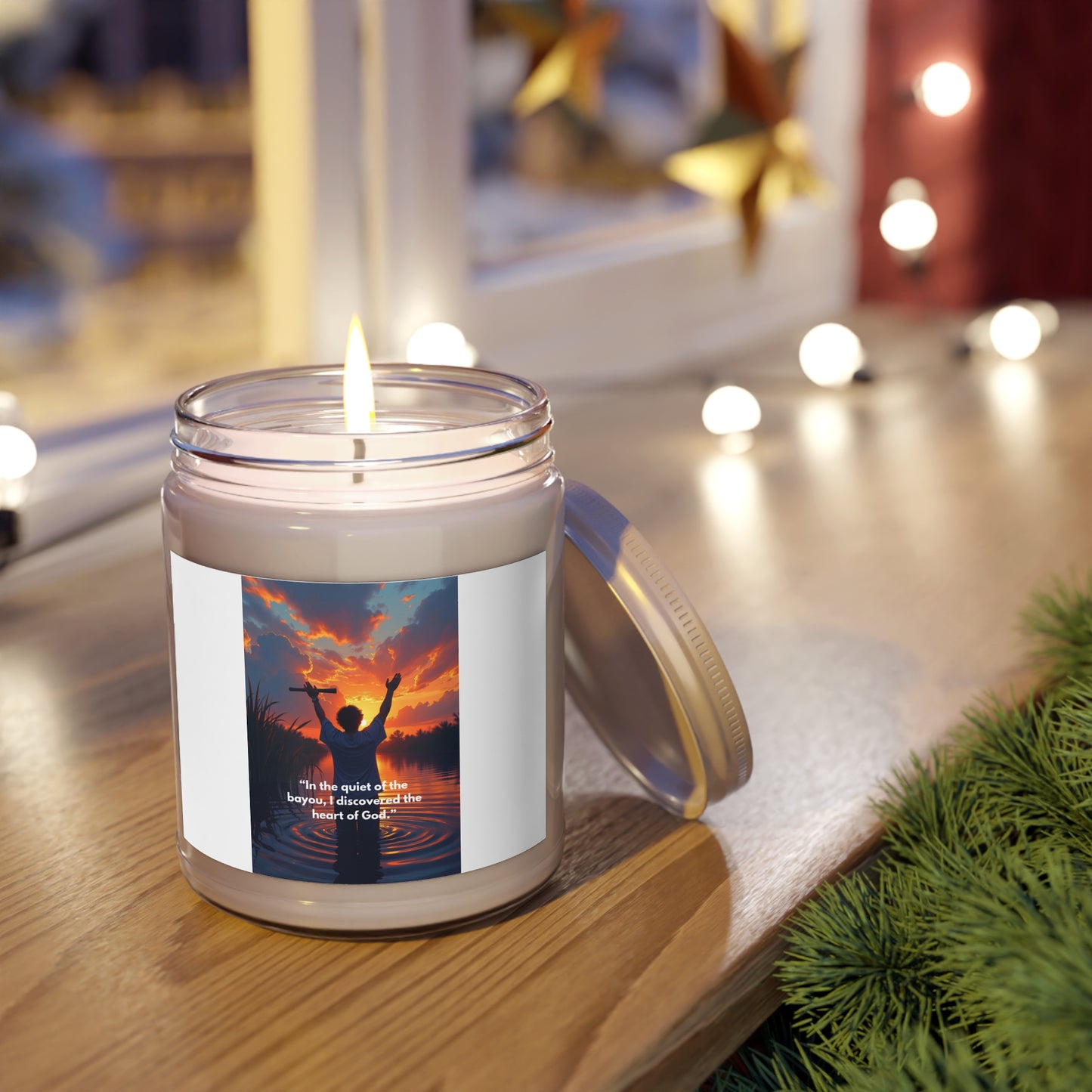 Inspirational Prayer Soy Candle — “In the quiet of the bayou, I discovered the heart of God” 9oz
