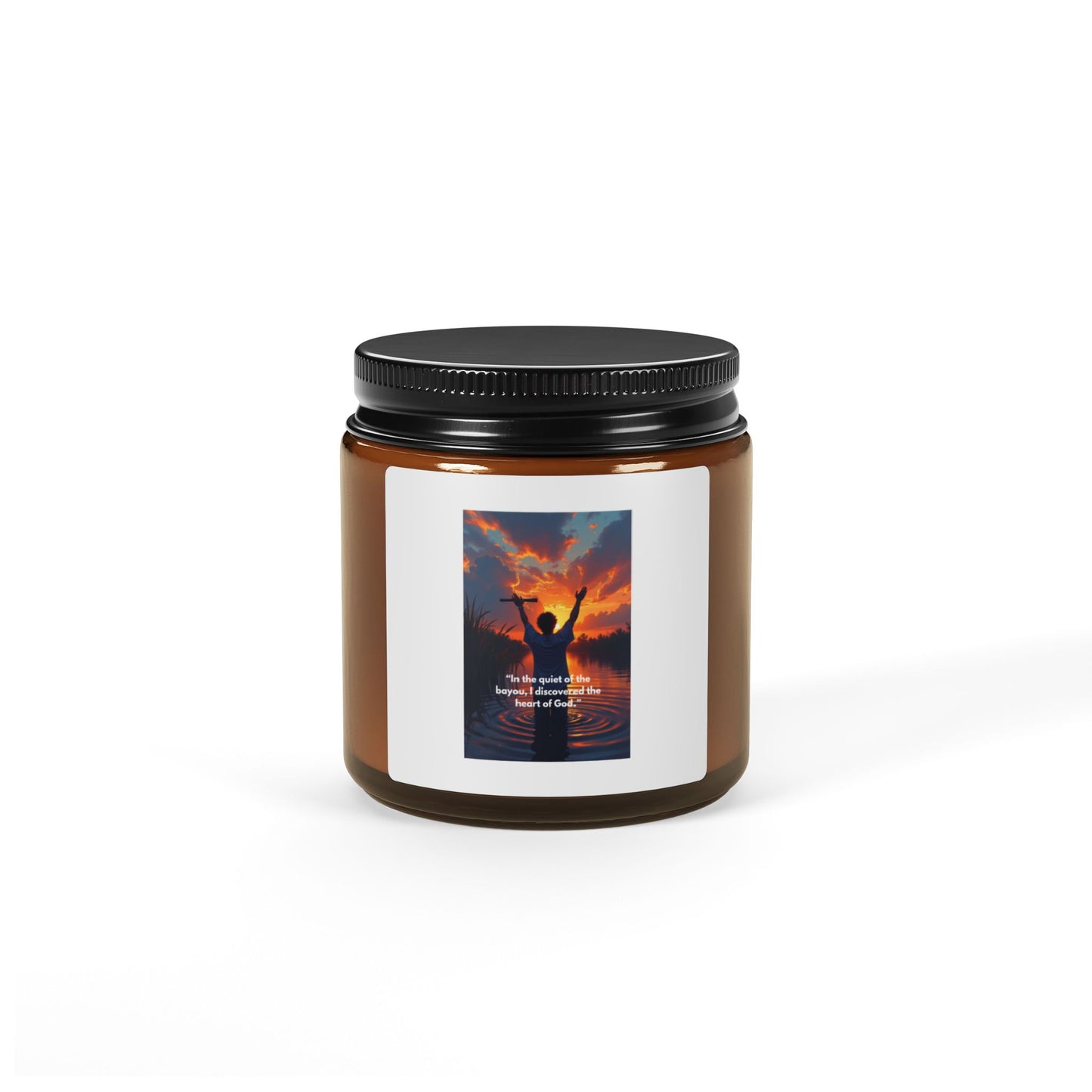 Inspirational Sunset Soy Candle — Amber Jar Scented Candle with Uplifting Quote