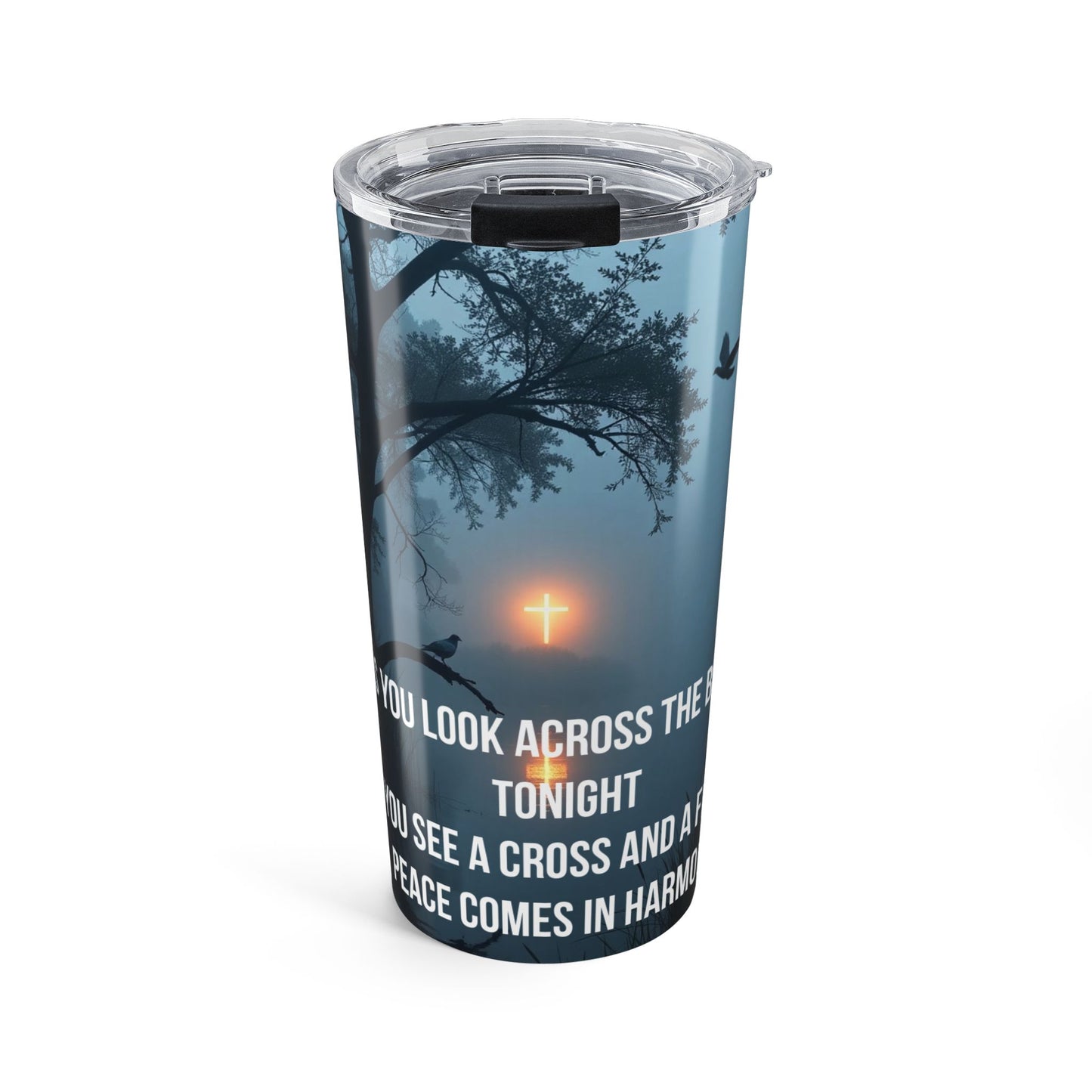 20oz Faith Cross Tumbler — Inspirational Religious Travel Mug