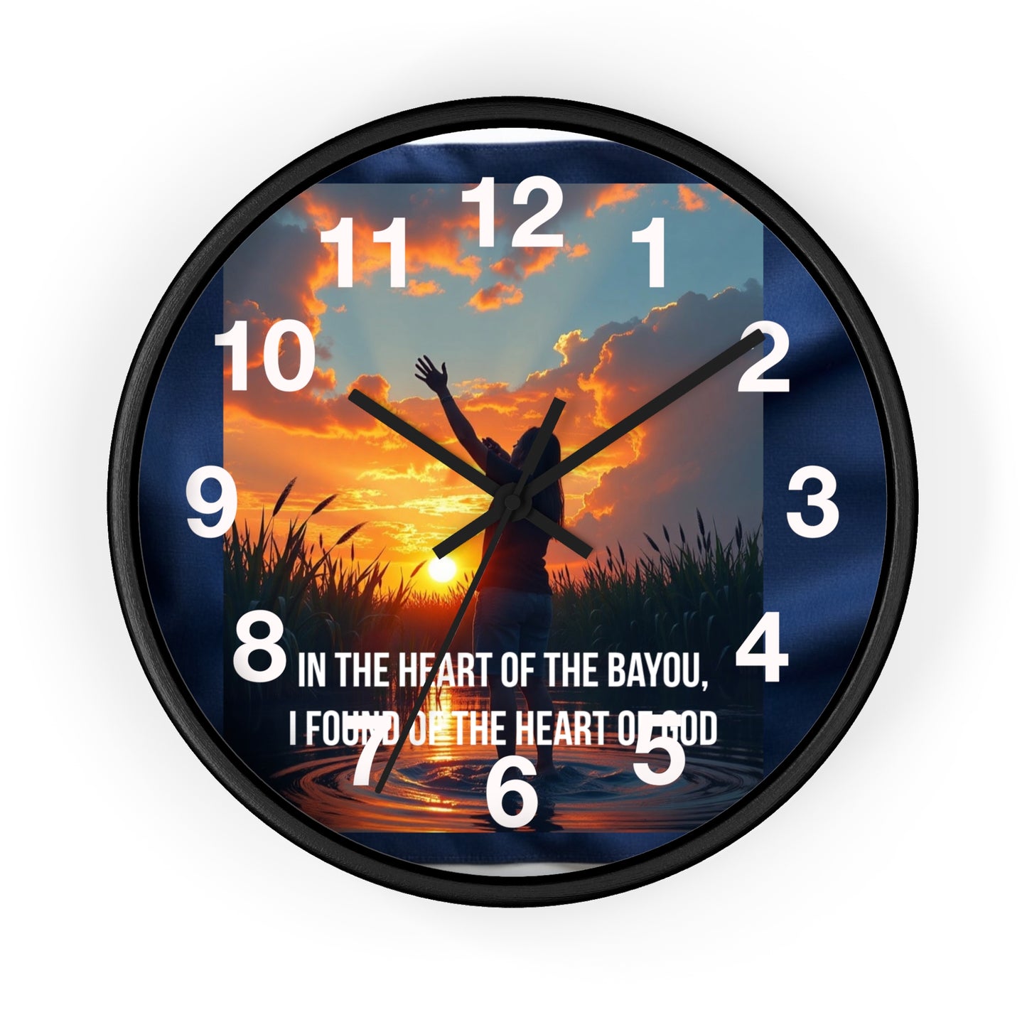 Bayou Sunset Wall Clock — "In the Heart of the Bayou, Found of the Heart of God"