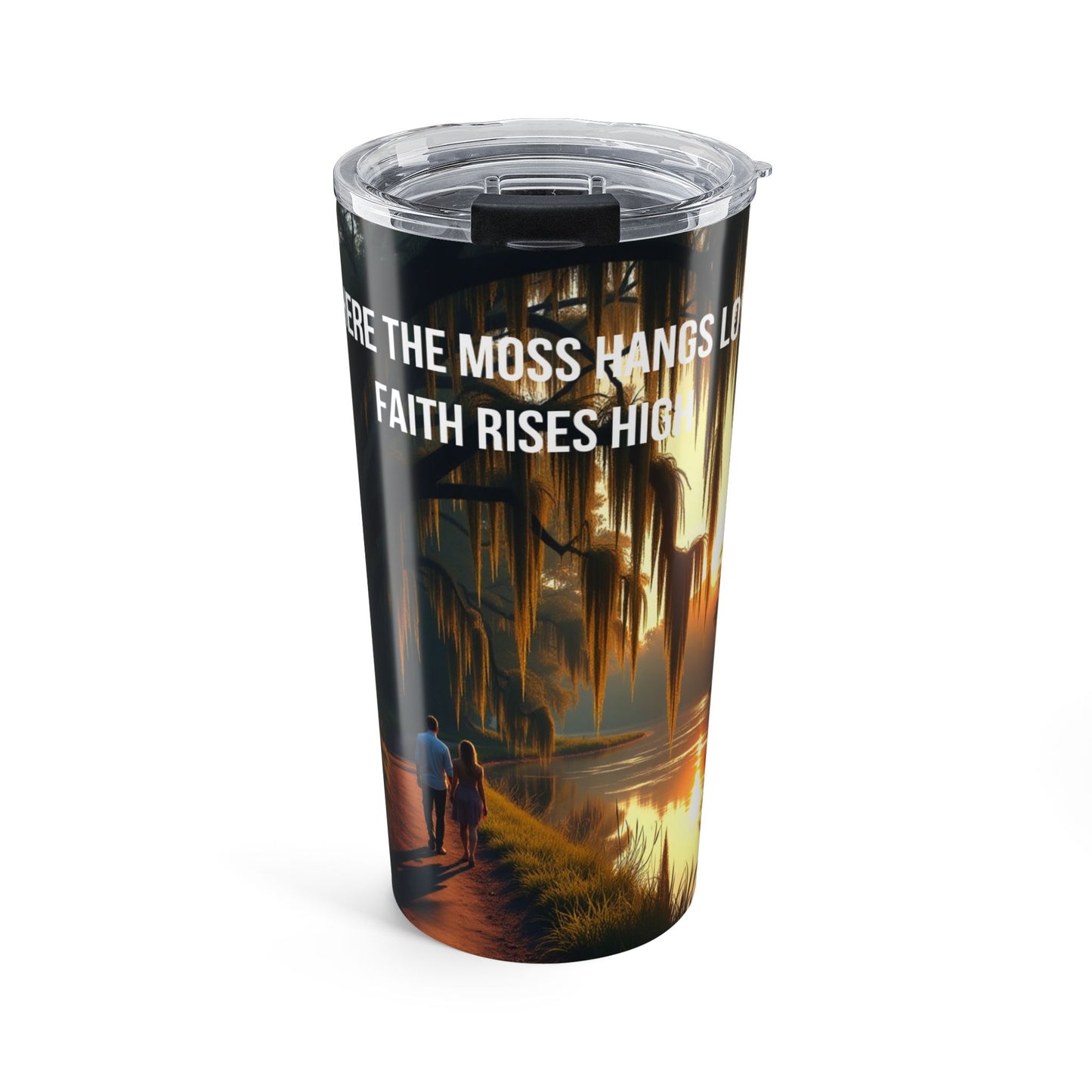 20oz Faith-Inspired Scenic Tumbler — Mossy Spanish Moss Sunset Walk