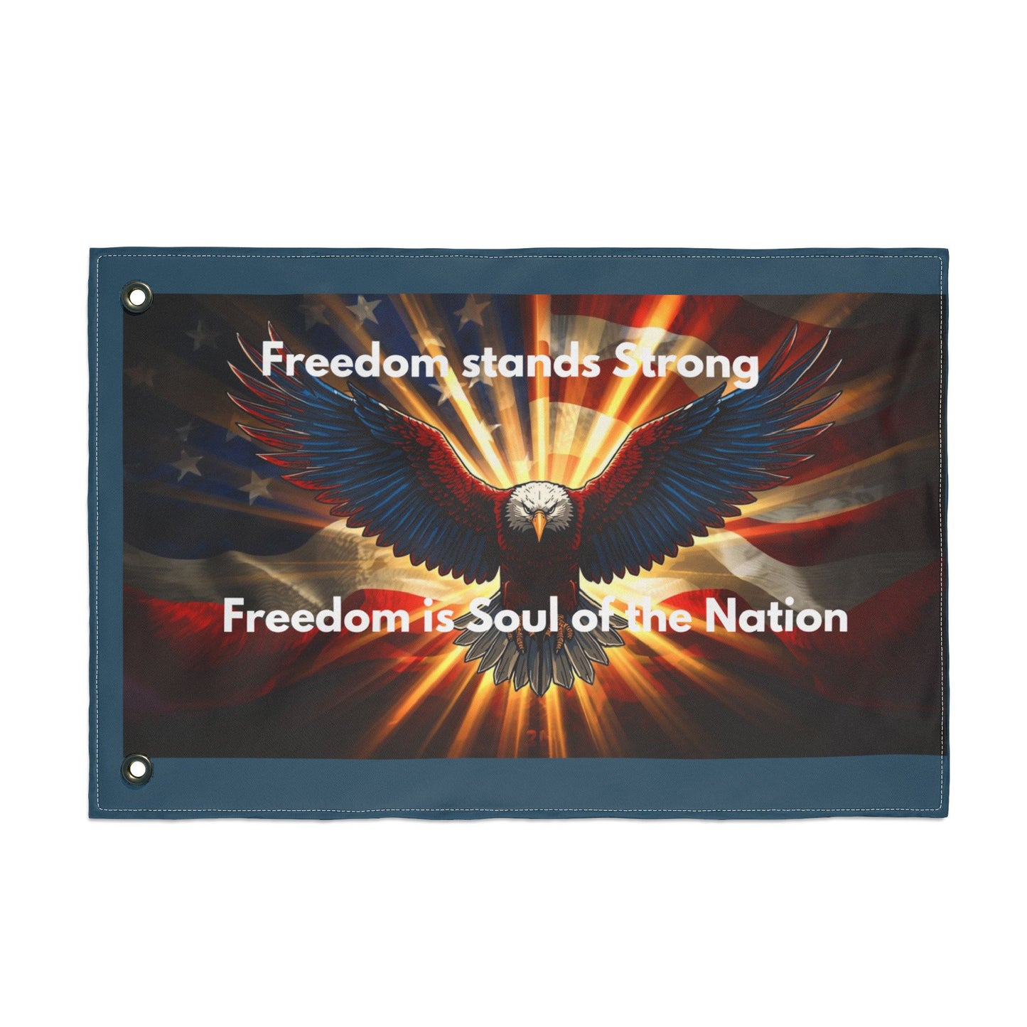 Freedom Stands Strong Double-Sided Patriotic Flag — Eagle & American Flag Design