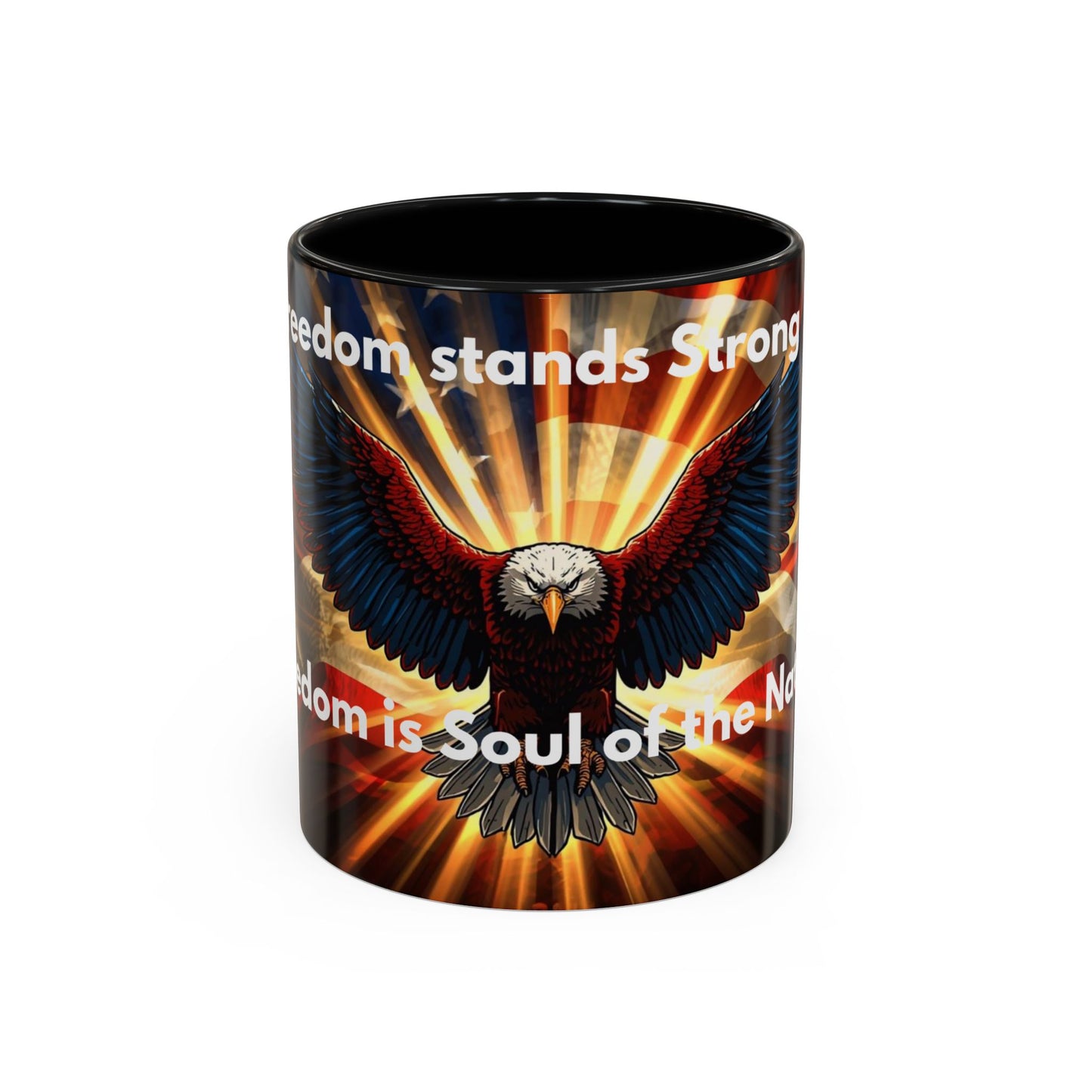 Patriotic Eagle Coffee Mug — "Freedom Stands Strong" Accent 11/15oz