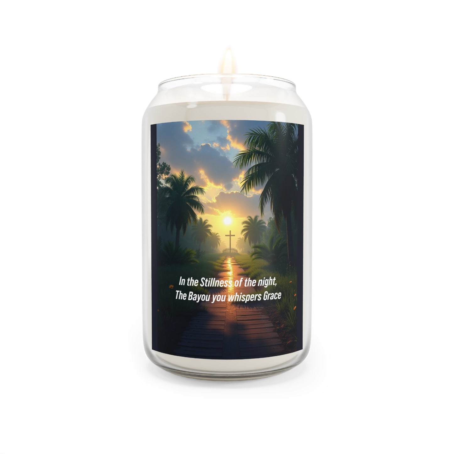 Bayou Prayer Soy Candle — 13.75 oz Scented Candle with Inspirational Cross Design
