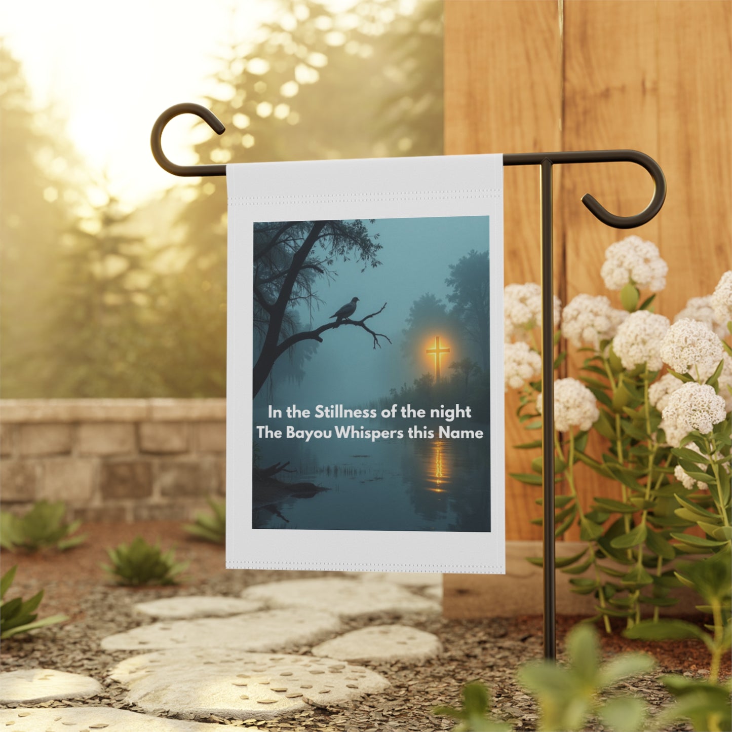Bayou Night Garden Flag — "In the Stillness of the night The Bayou Whispers this Name"
