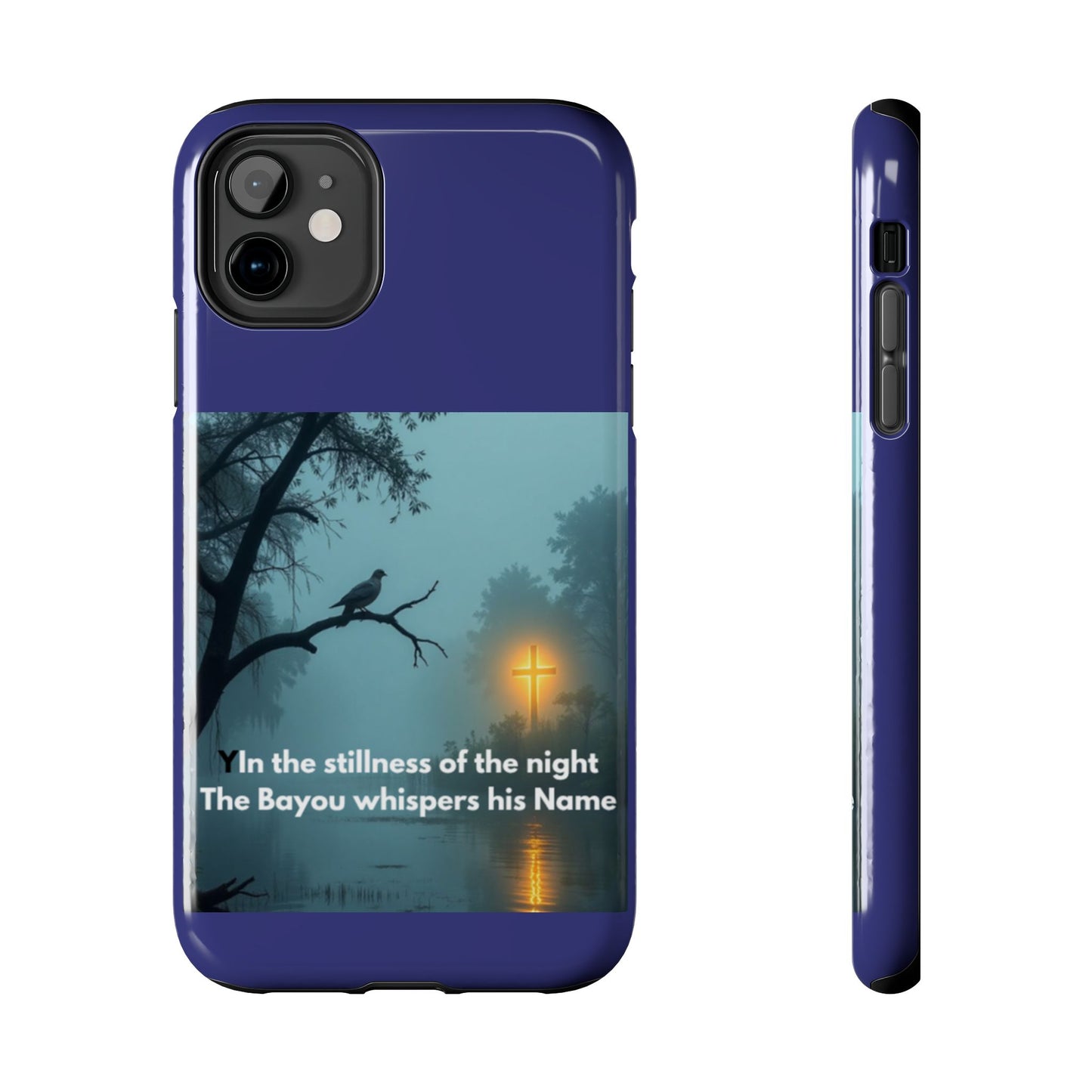 Tough Phone Case — 'In the stillness of the night the Bayou whispers his Name' Moody Bayou Cross Design