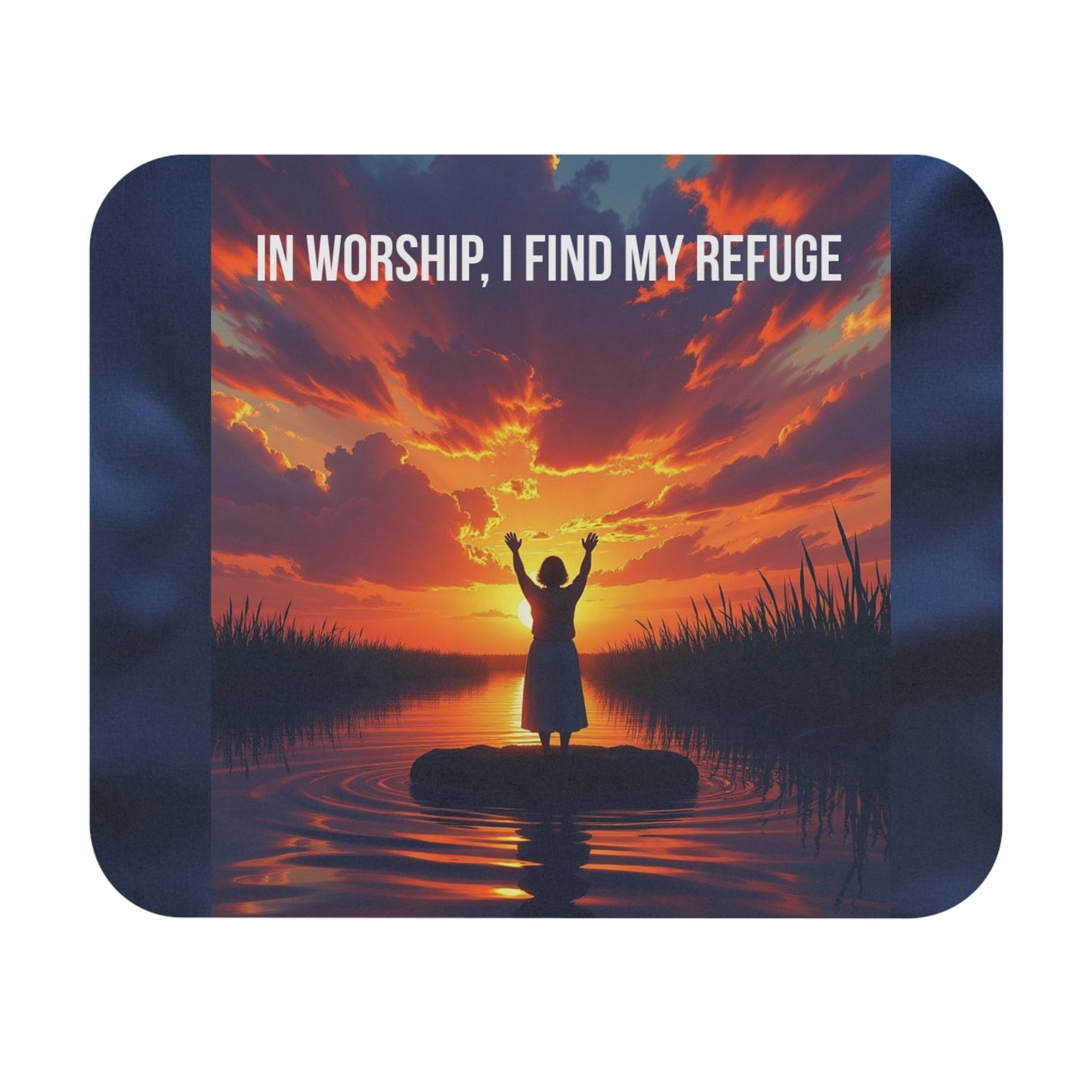 Inspirational Worship Mouse Pad – "In Worship, I Find My Refuge"