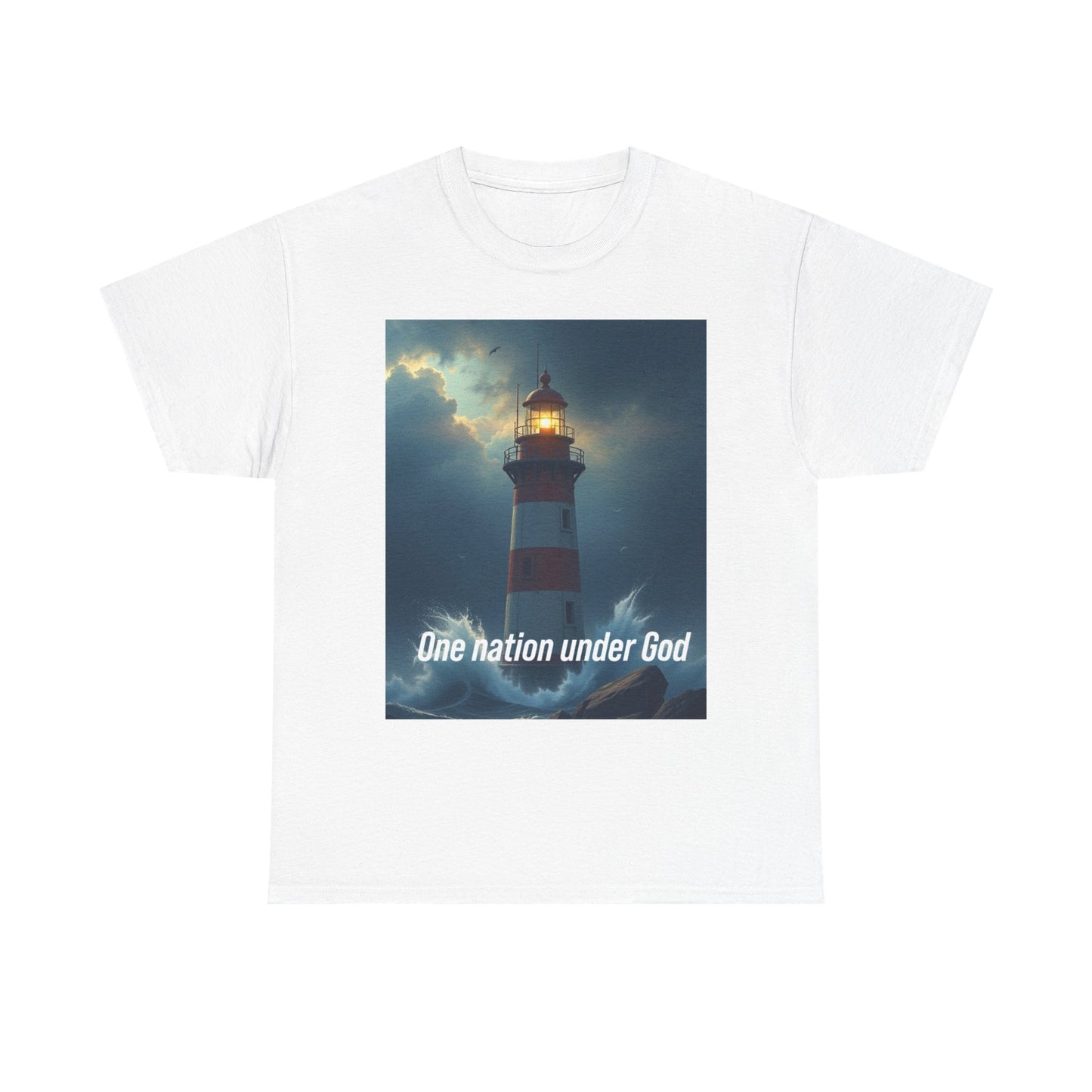 Lighthouse 'One Nation Under God' Tee — Patriotic Faith Graphic T-Shirt