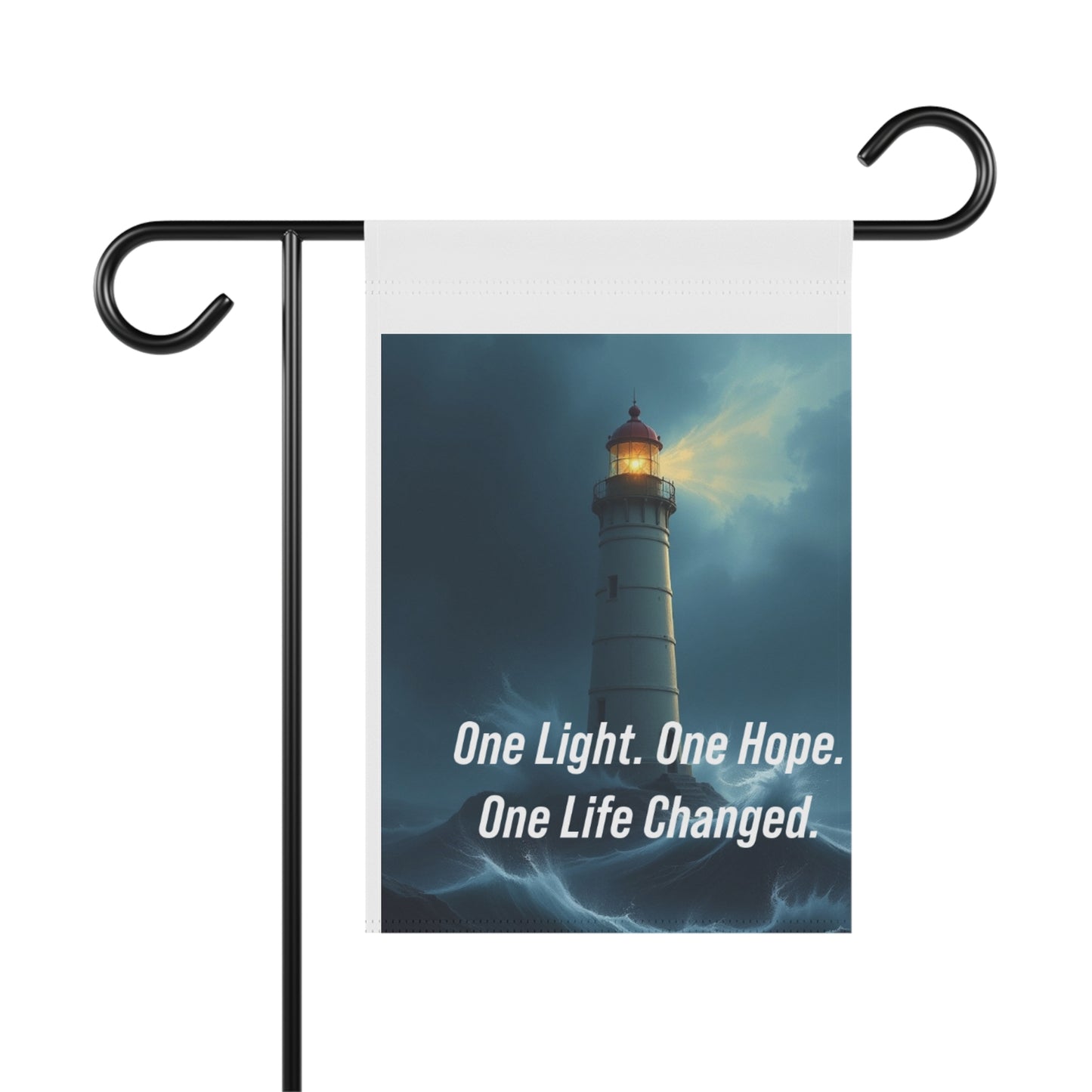 Lighthouse Garden Flag — "One Light. One Hope. One Life Changed." Inspirational Outdoor Banner
