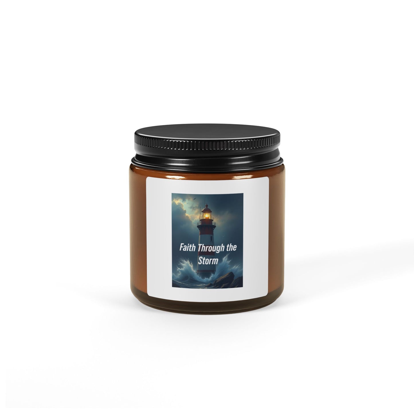 Faith Through the Storm Soy Candle — Amber Jar Inspirational Scented Candle