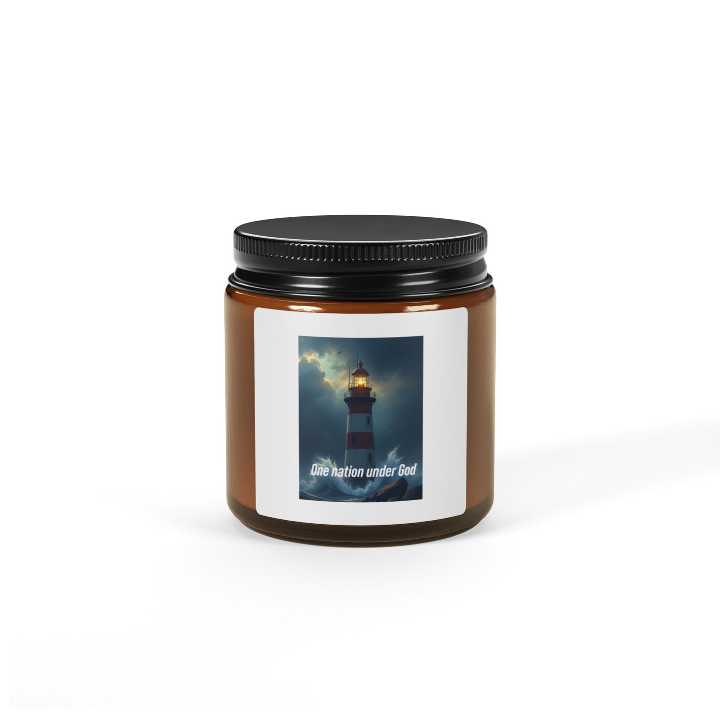 Lighthouse Scented Soy Candle — Amber Jar (Calm Harbor Fragrance)