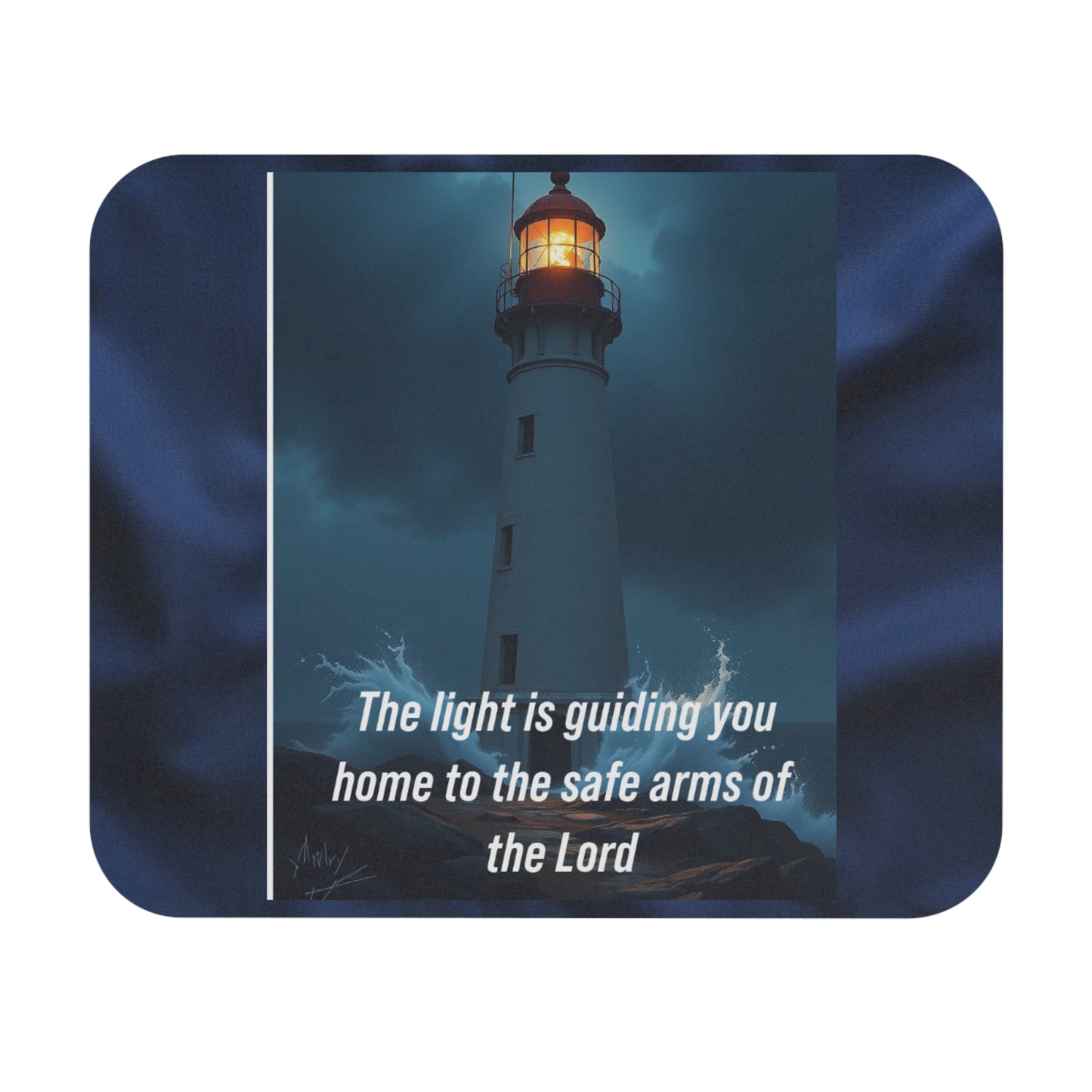 Lighthouse Mouse Pad — "The light is guiding you home to the safe arms of the Lord" Inspirational Desk Mat