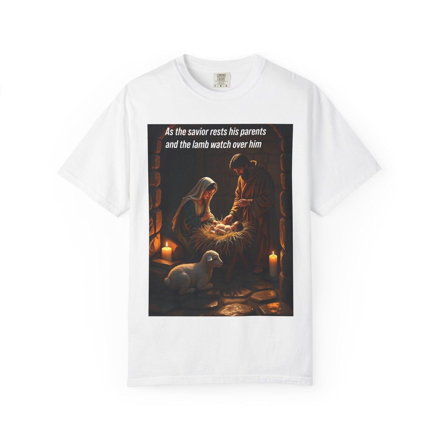 as savior rest his parnets and the lamb watch over him