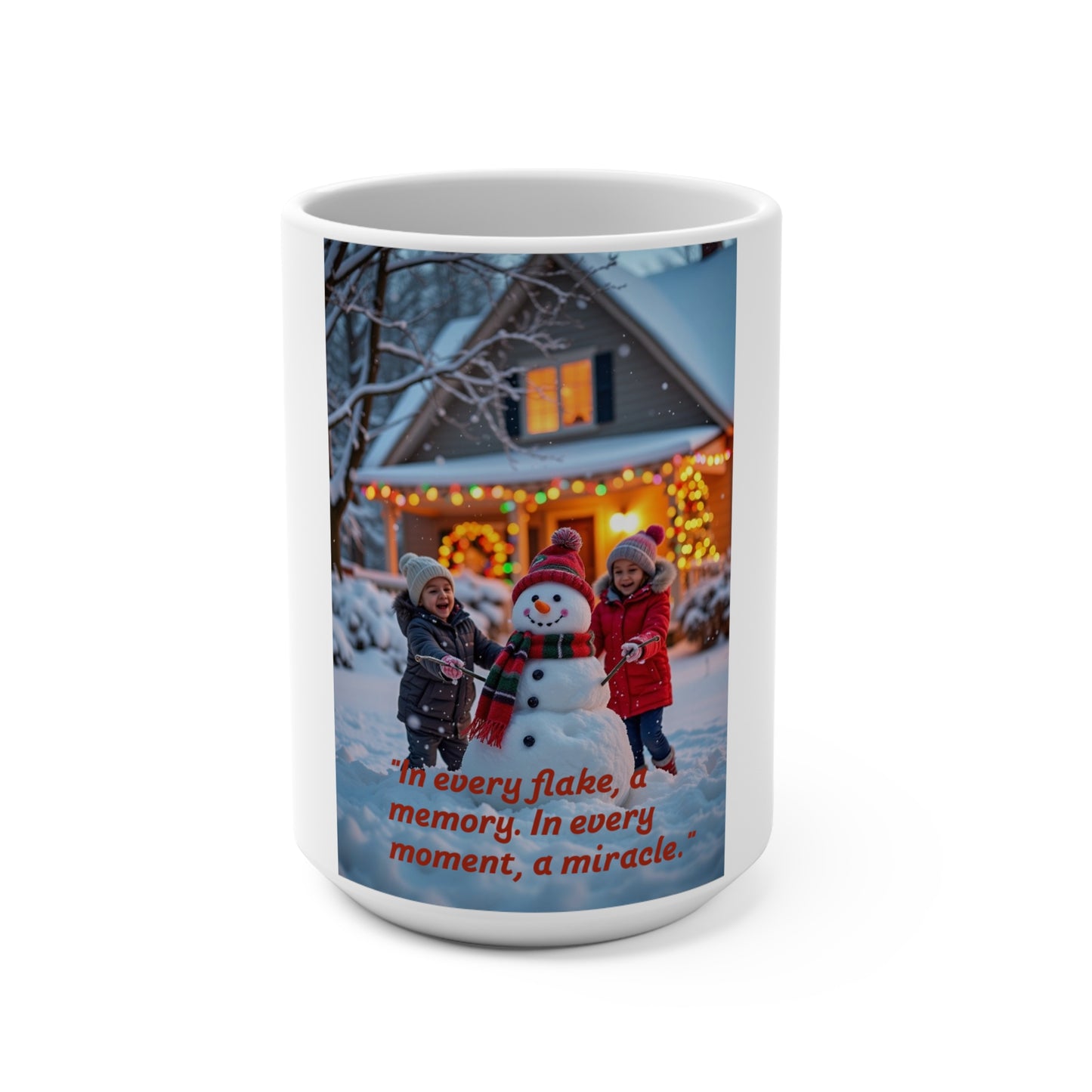Holiday Memory Mug, Cozy Winter Mug, Christmas Gift, Snowman Mug, Family Moments Cup  137