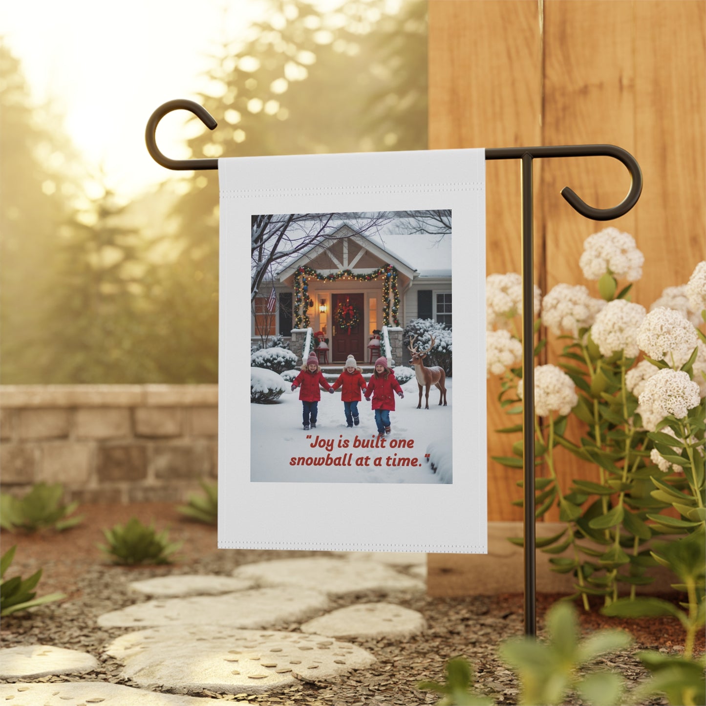 Winter Home Garden Banner, Snowman Greeting, 201